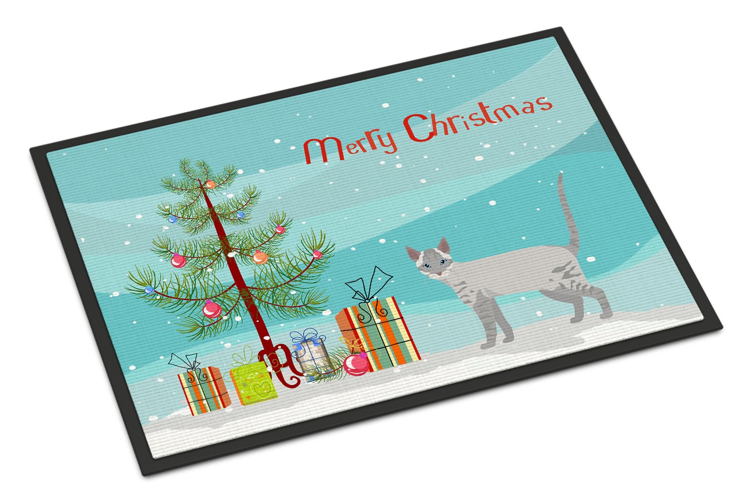 Ojos Azules Cat Merry Christmas Indoor or Outdoor Mat 24x36 CK4667JMAT by Caroline's Treasures