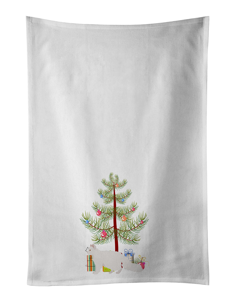 Buy this Oregon Rex #2 Cat Merry Christmas White Kitchen Towel Set of 2