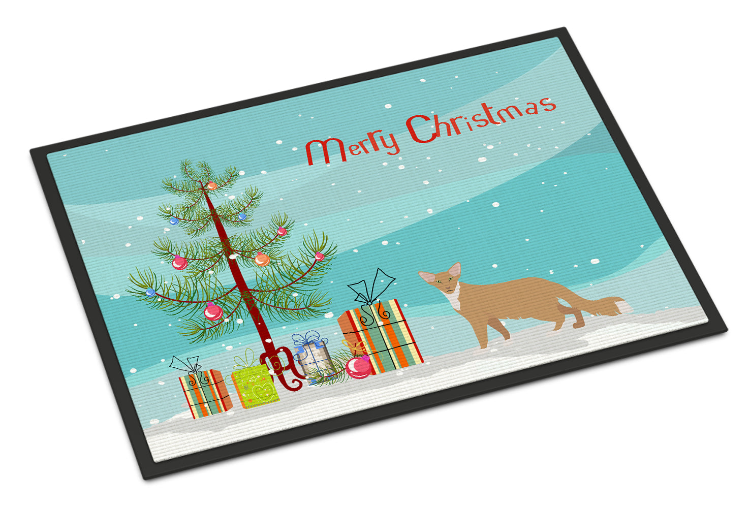 Oriental Longhair #2 Cat Merry Christmas Indoor or Outdoor Mat 18x27 CK4672MAT - the-store.com