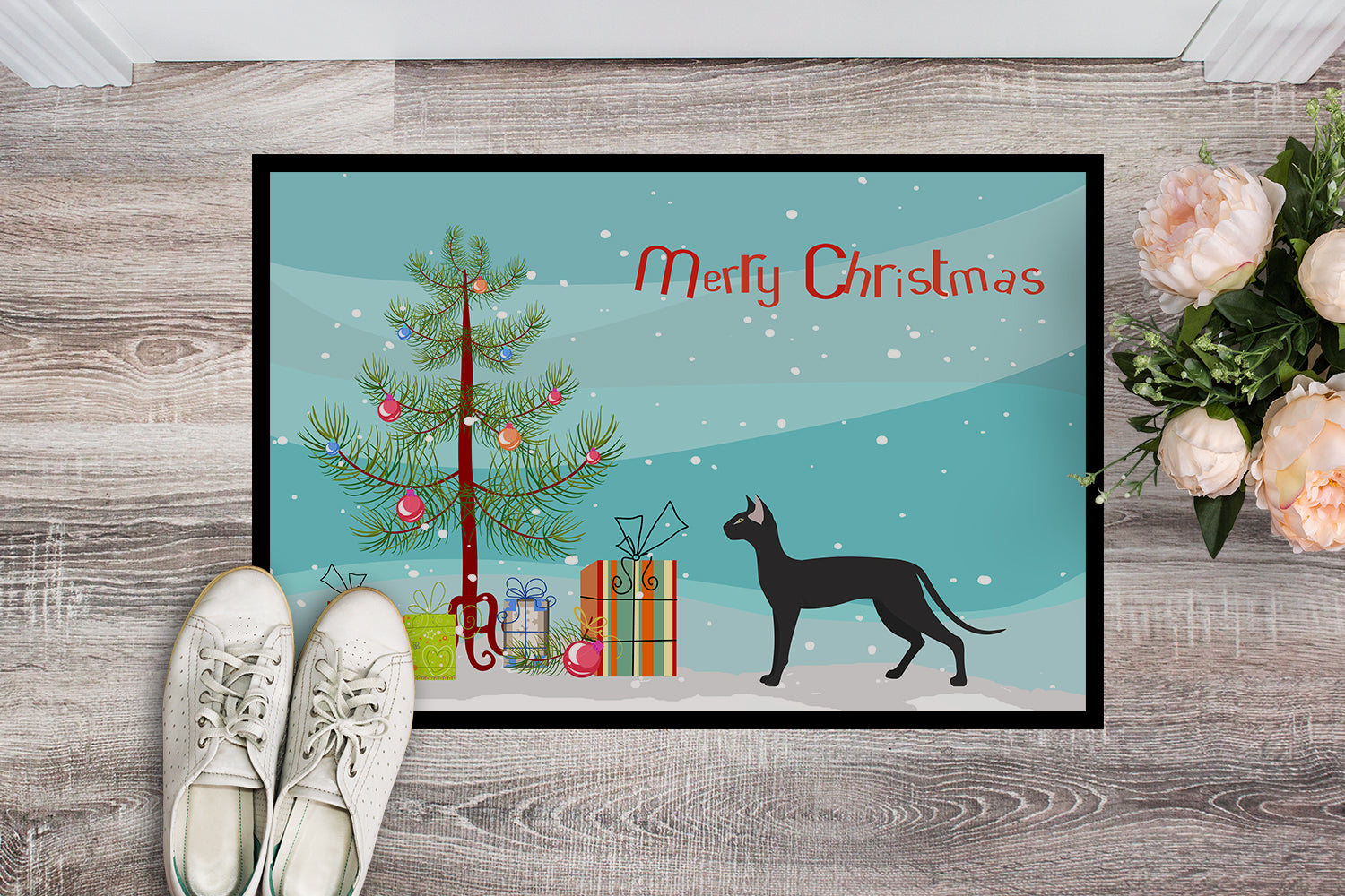 Oriental Shorthair #1 Cat Merry Christmas Indoor or Outdoor Mat 18x27 CK4673MAT - the-store.com