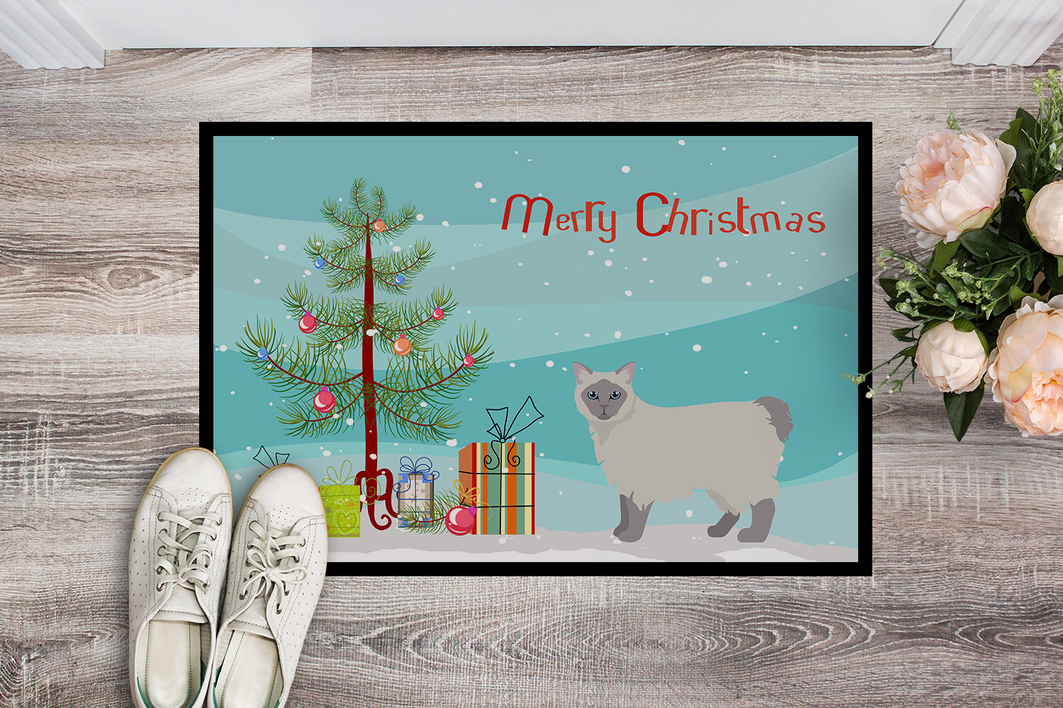 Owyhee Bob #1 Cat Merry Christmas Indoor or Outdoor Mat 18x27 CK4675MAT - the-store.com