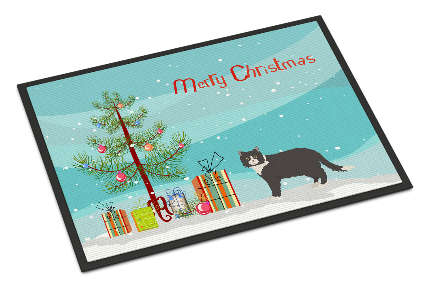 Poodle Cat #1 Cat Merry Christmas Indoor or Outdoor Mat 18x27 CK4687MAT - the-store.com