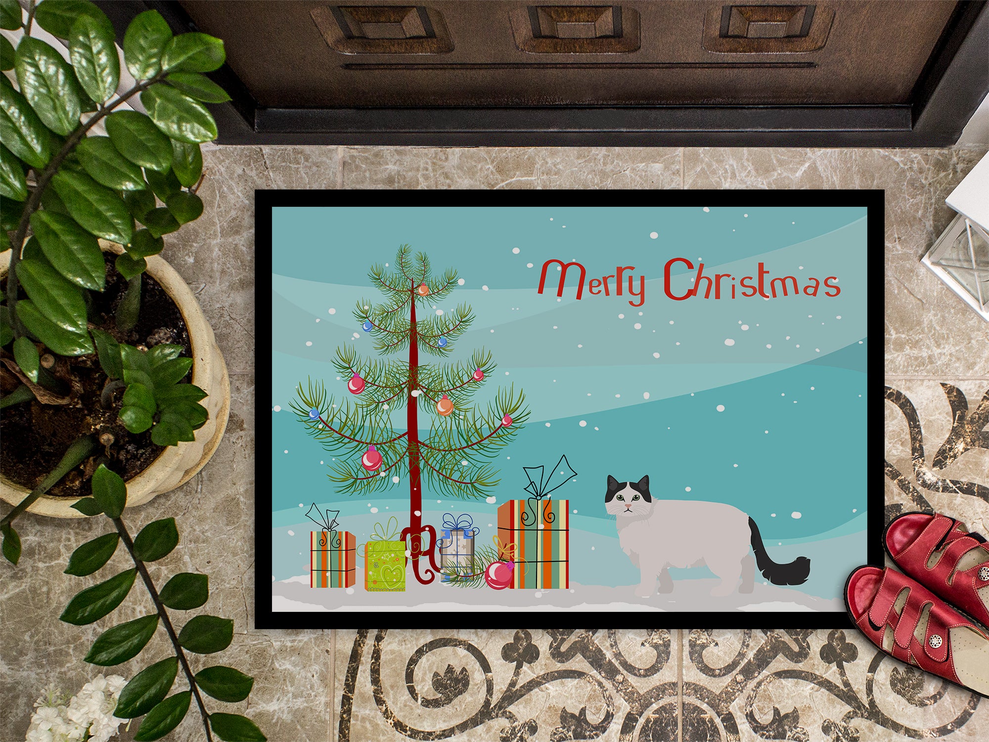 Ragamuffin #1 Cat Merry Christmas Indoor or Outdoor Mat 18x27 CK4690MAT - the-store.com