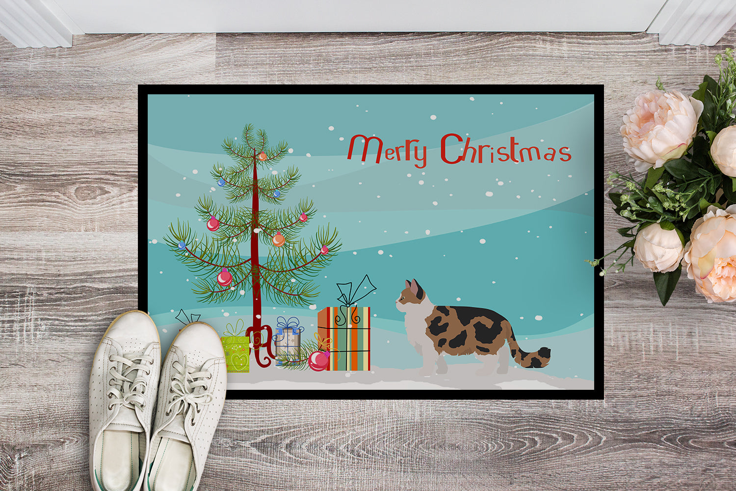 Ragamuffin #2 Cat Merry Christmas Indoor or Outdoor Mat 18x27 CK4691MAT - the-store.com