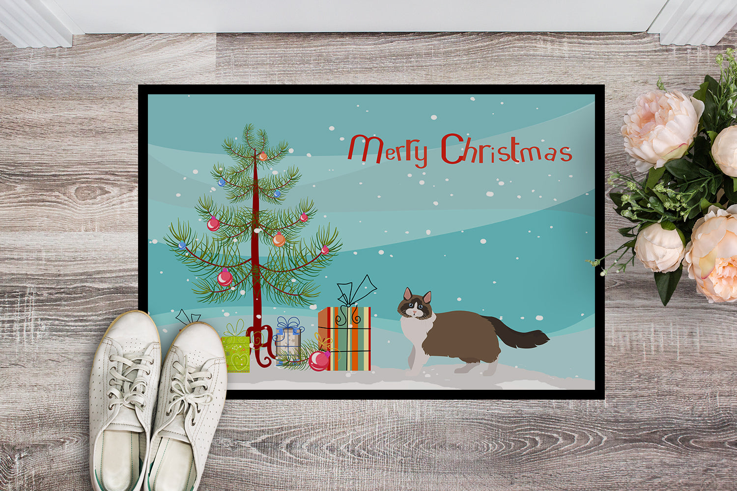 Ragdoll #1 Cat Merry Christmas Indoor or Outdoor Mat 18x27 CK4692MAT - the-store.com