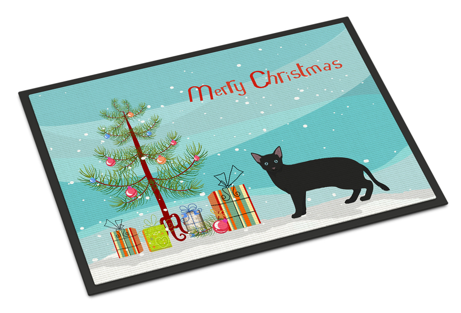 Russian White Black #1 Cat Merry Christmas Indoor or Outdoor Mat 18x27 CK4697MAT - the-store.com