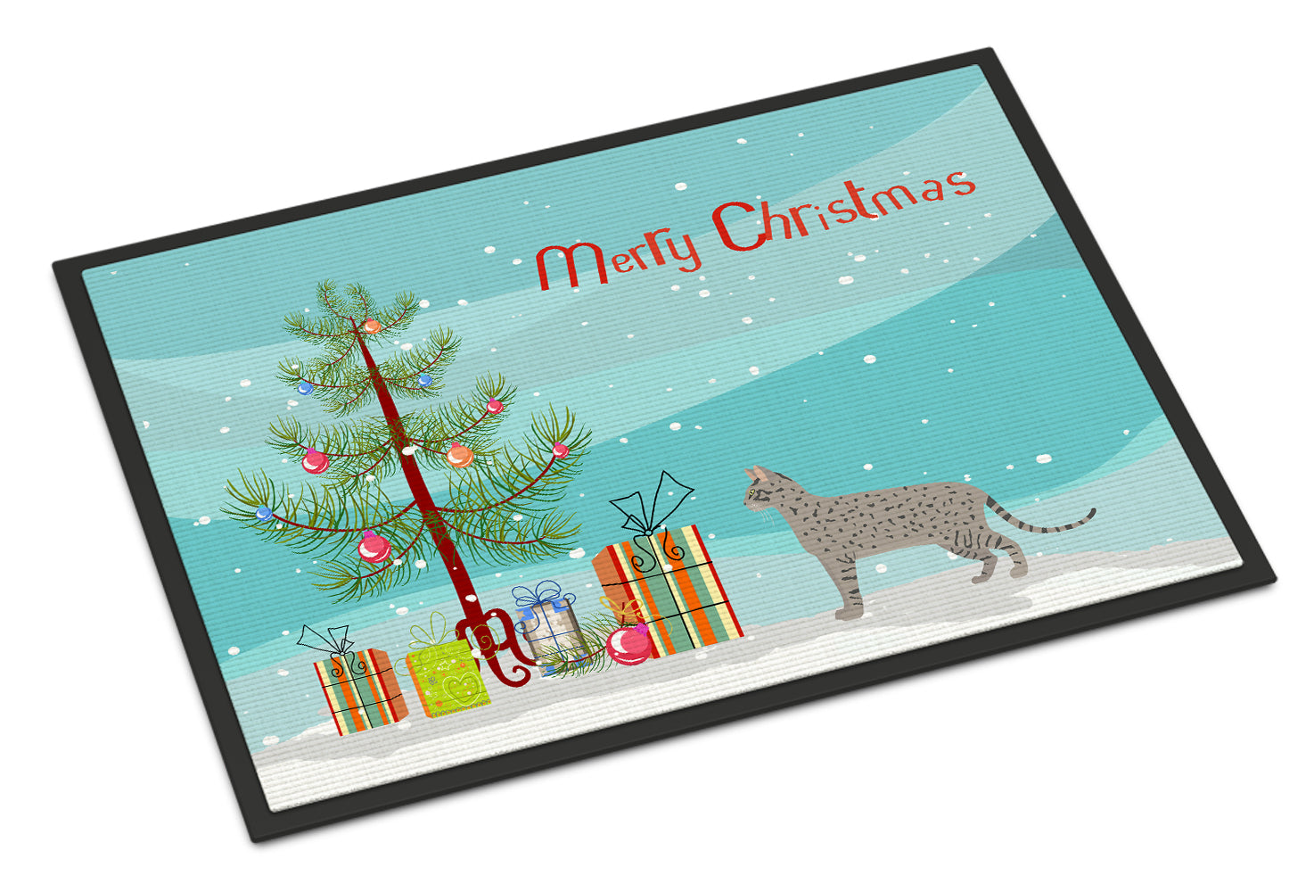 Safari #2 Cat Merry Christmas Indoor or Outdoor Mat 18x27 CK4700MAT - the-store.com