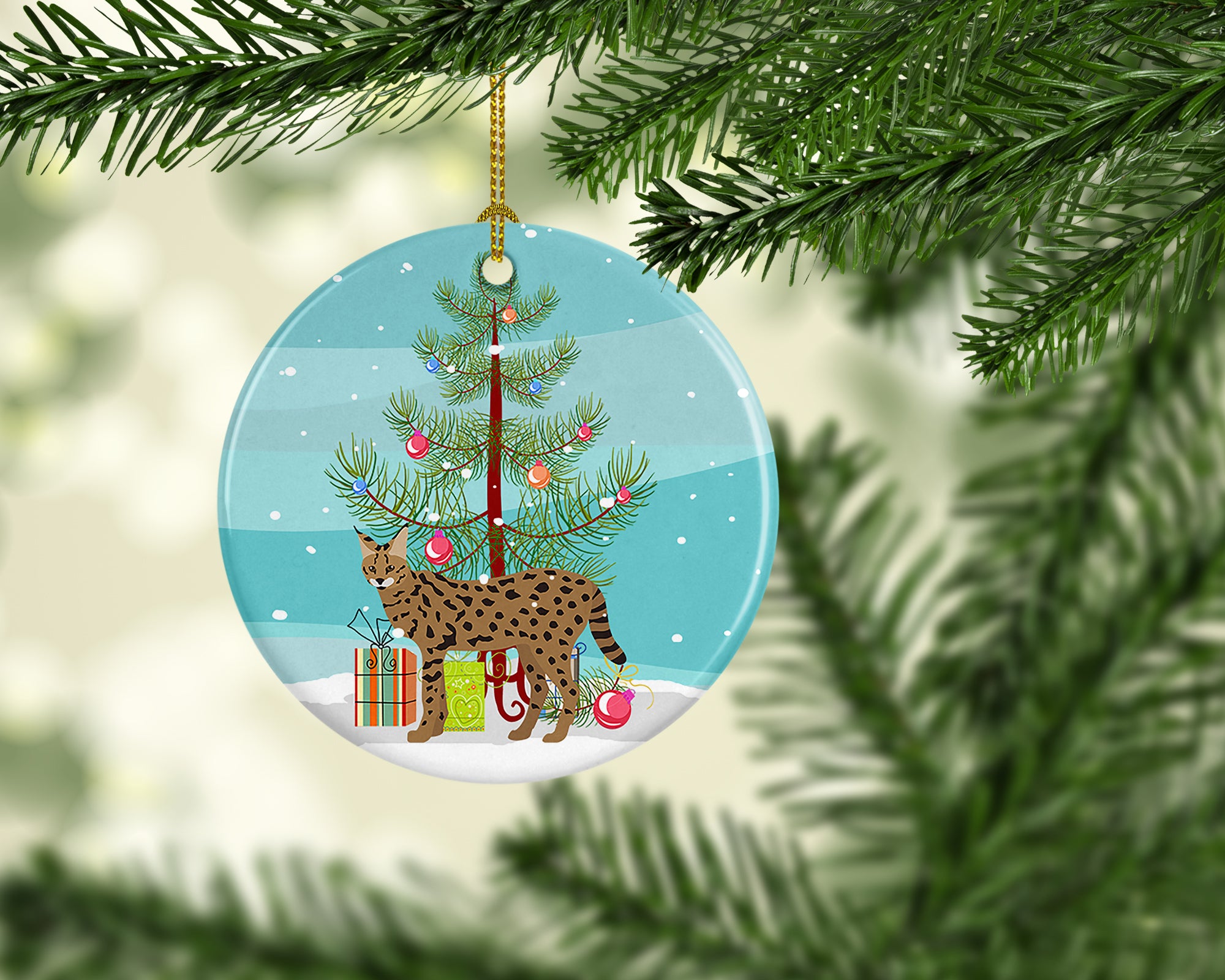 Savannah #3 Cat Merry Christmas Ceramic Ornament - the-store.com