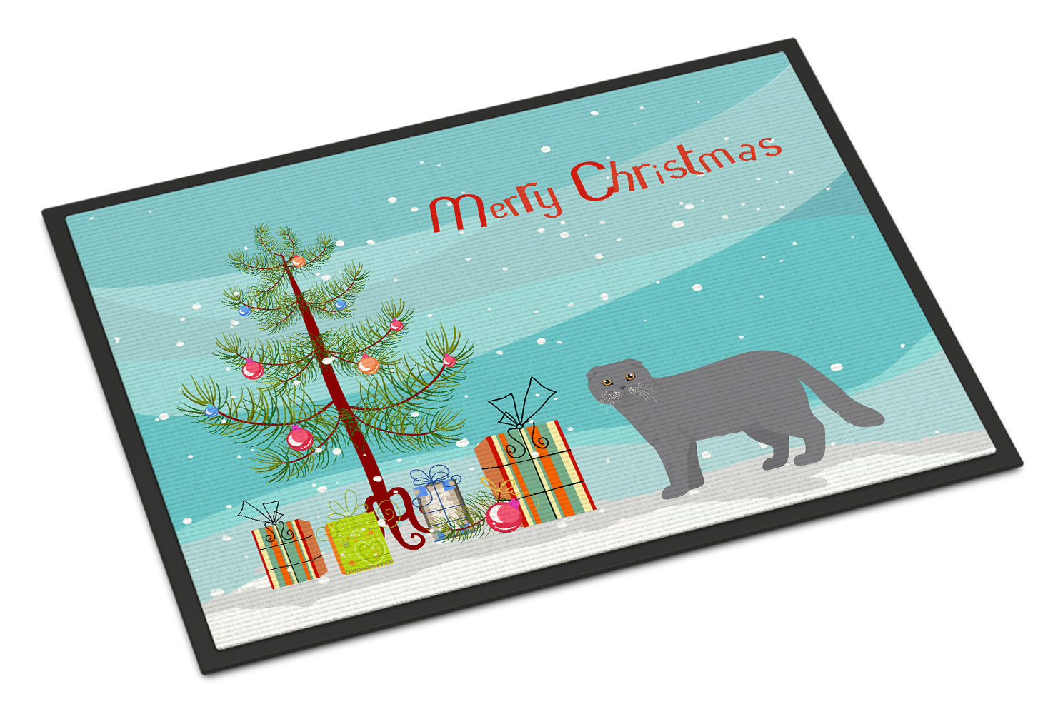 Scottish Fold #1 Cat Merry Christmas Indoor or Outdoor Mat 18x27 CK4704MAT - the-store.com