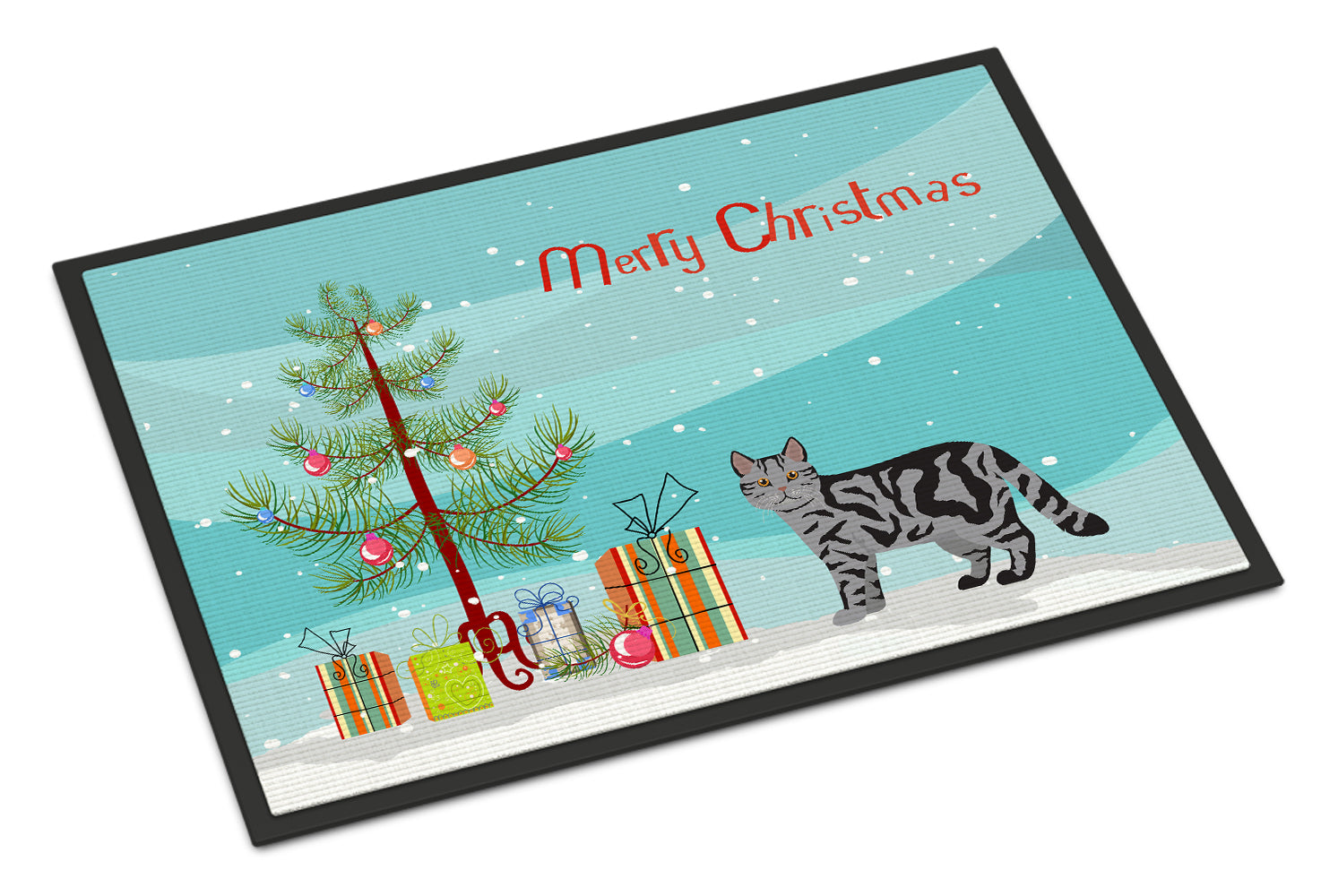 Scottish Straight Cat Merry Christmas Indoor or Outdoor Mat 18x27 CK4705MAT - the-store.com