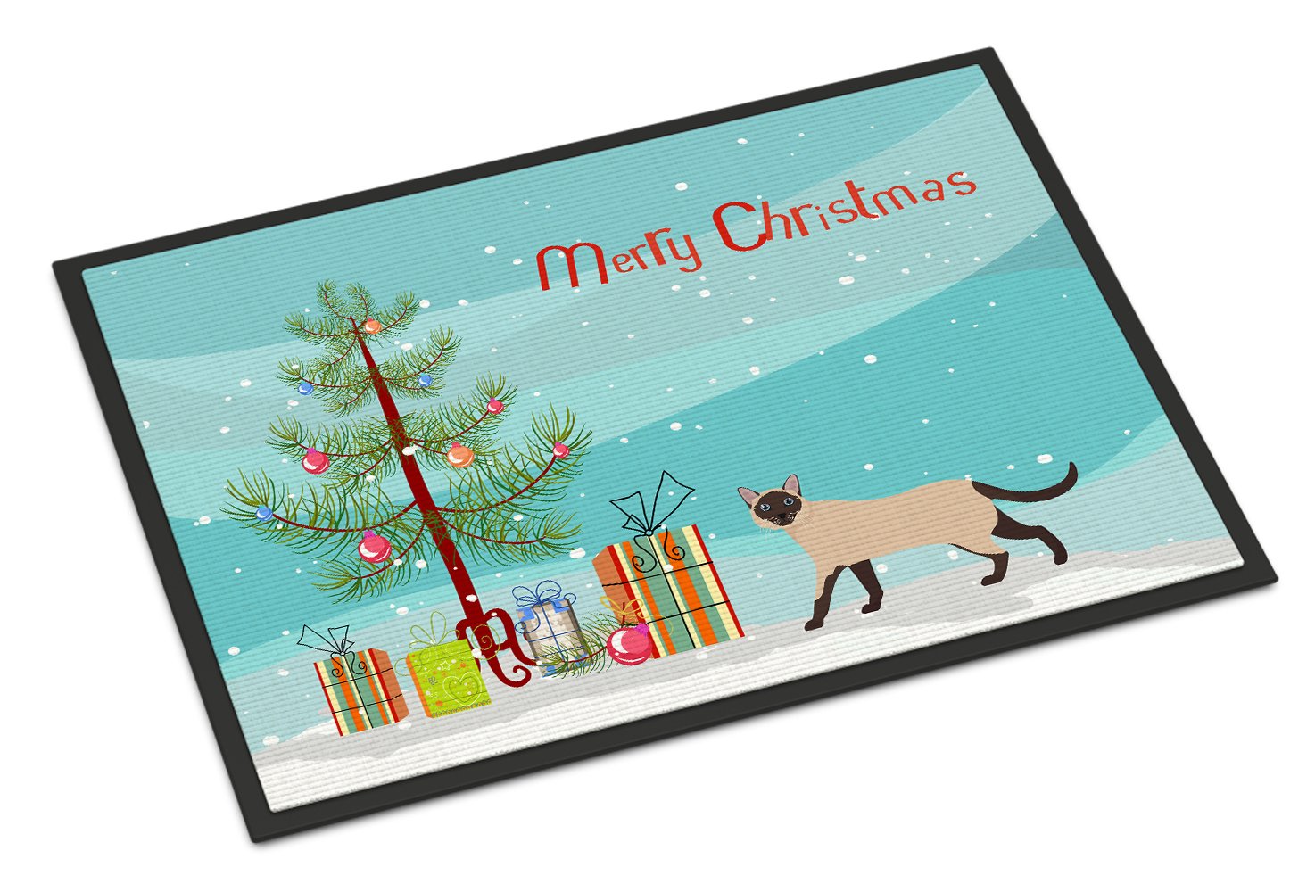 Siamese Traditional #2 Cat Merry Christmas Indoor or Outdoor Mat 24x36 CK4713JMAT by Caroline's Treasures