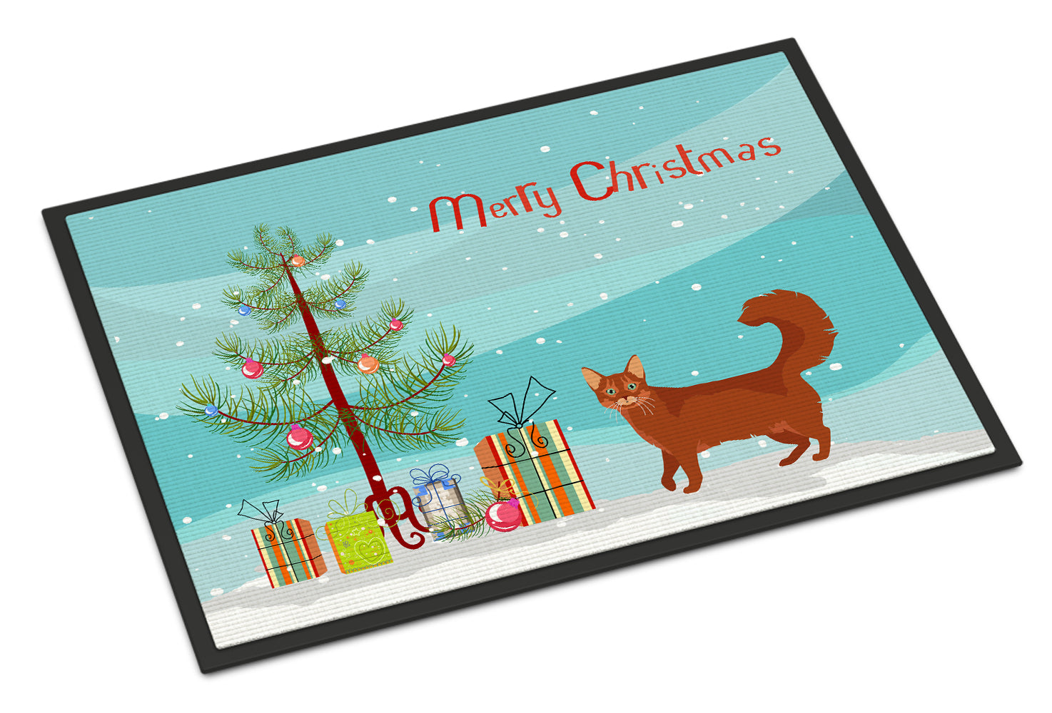 Somali Cat Merry Christmas Indoor or Outdoor Mat 18x27 CK4722MAT - the-store.com