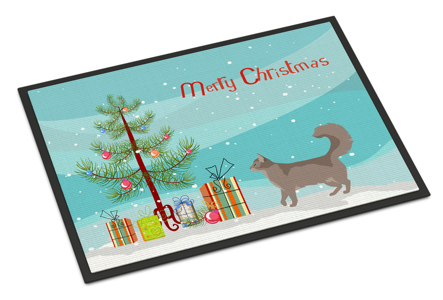 Somali #2 Cat Merry Christmas Indoor or Outdoor Mat 18x27 CK4723MAT - the-store.com