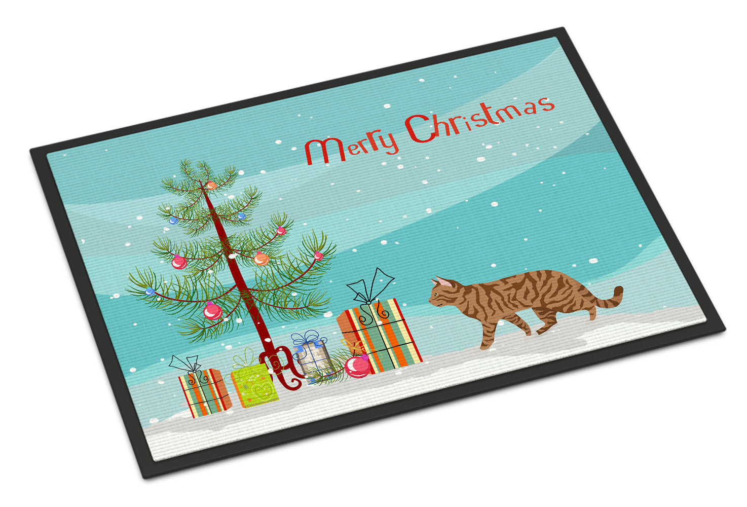 Toyger Cat Merry Christmas Indoor or Outdoor Mat 18x27 CK4731MAT - the-store.com