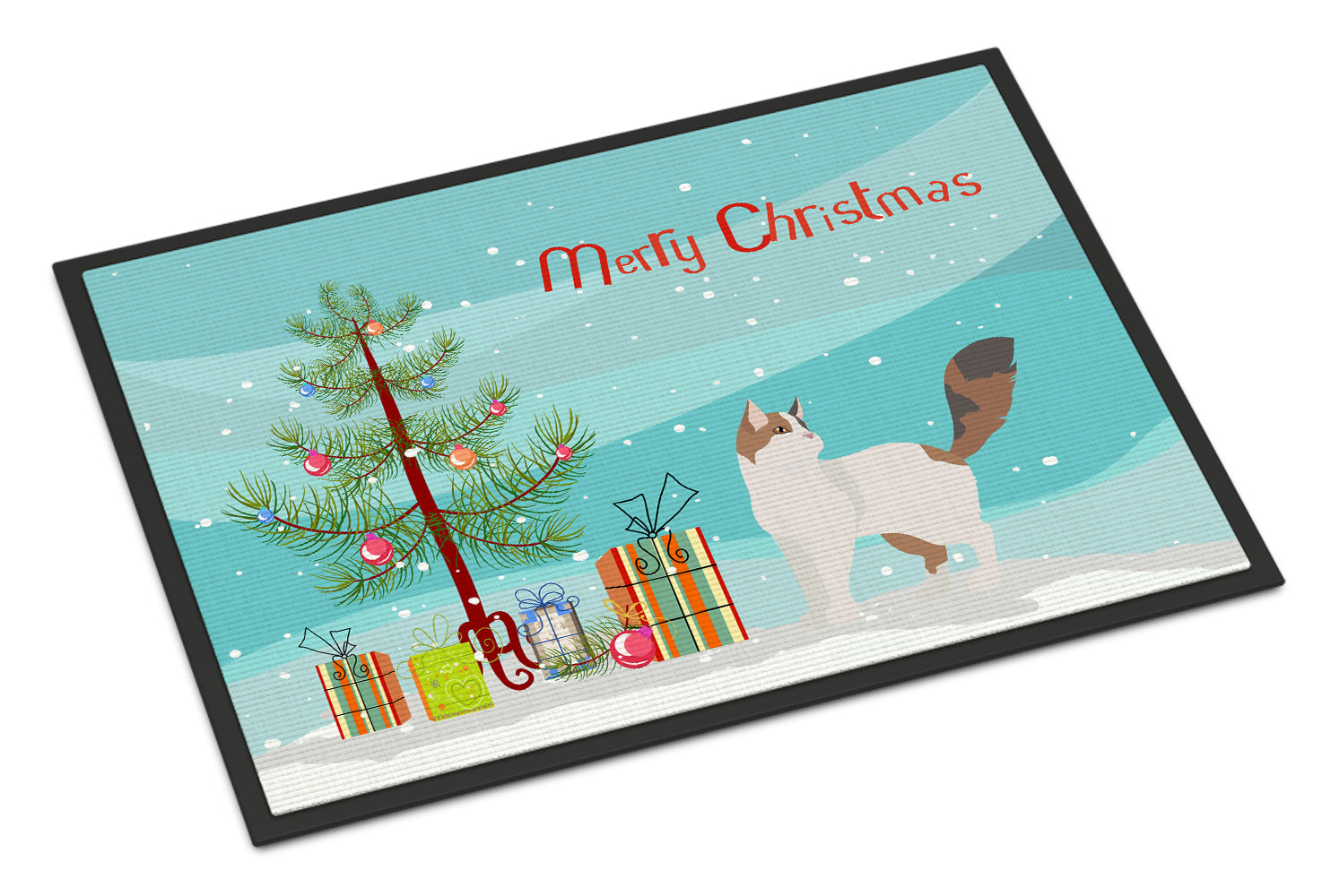 Turkish Van Cat Merry Christmas Indoor or Outdoor Mat 18x27 CK4733MAT - the-store.com