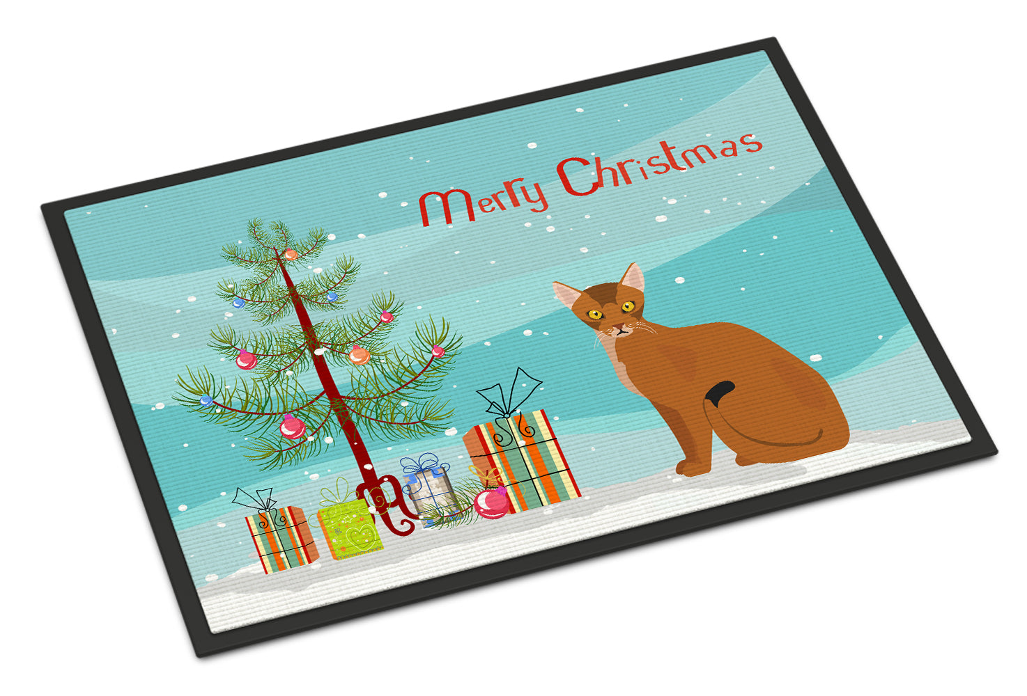 Abyssinian Cat Merry Christmas Indoor or Outdoor Mat 18x27 CK4739MAT - the-store.com