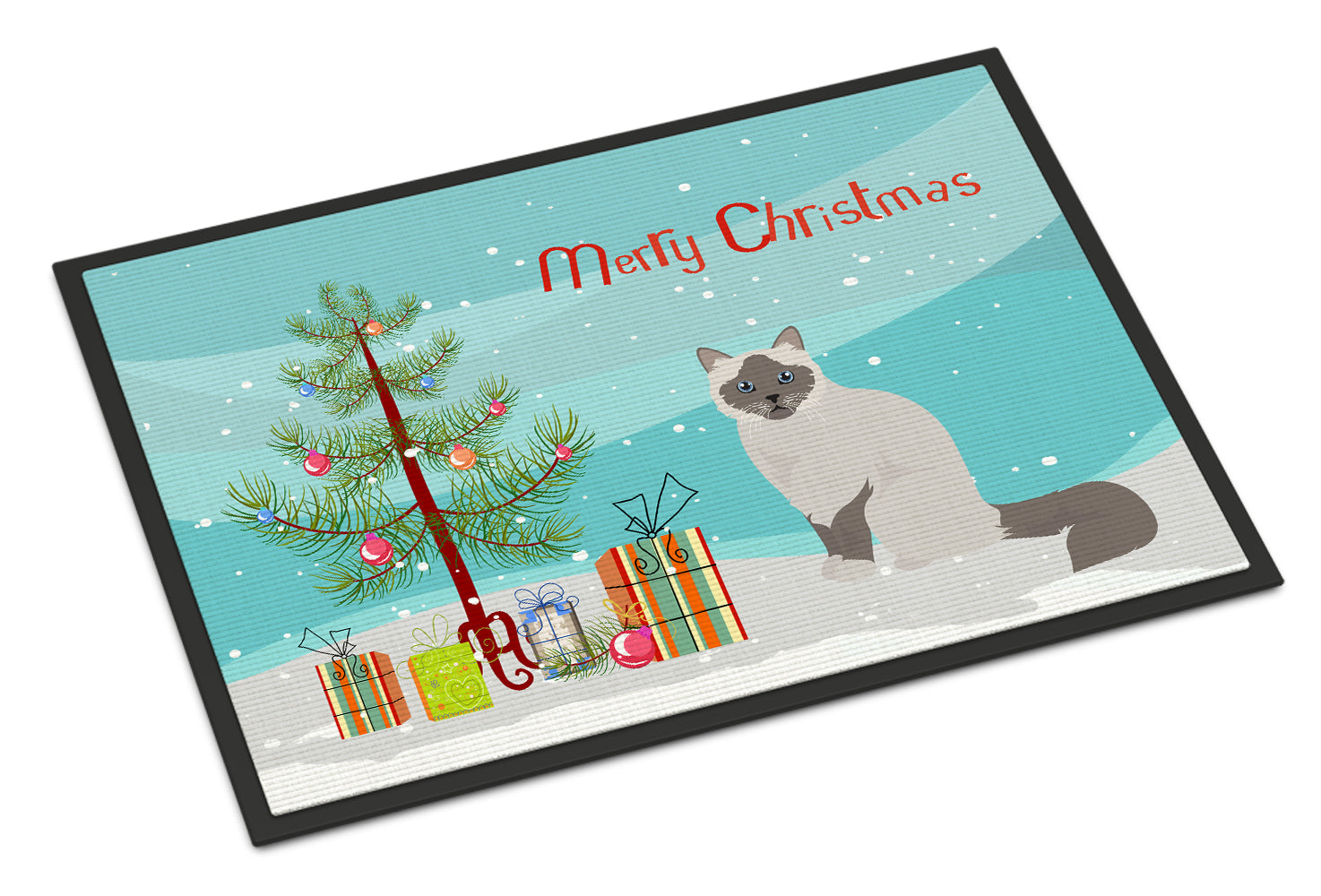 Birman Cat Merry Christmas Indoor or Outdoor Mat 18x27 CK4748MAT - the-store.com