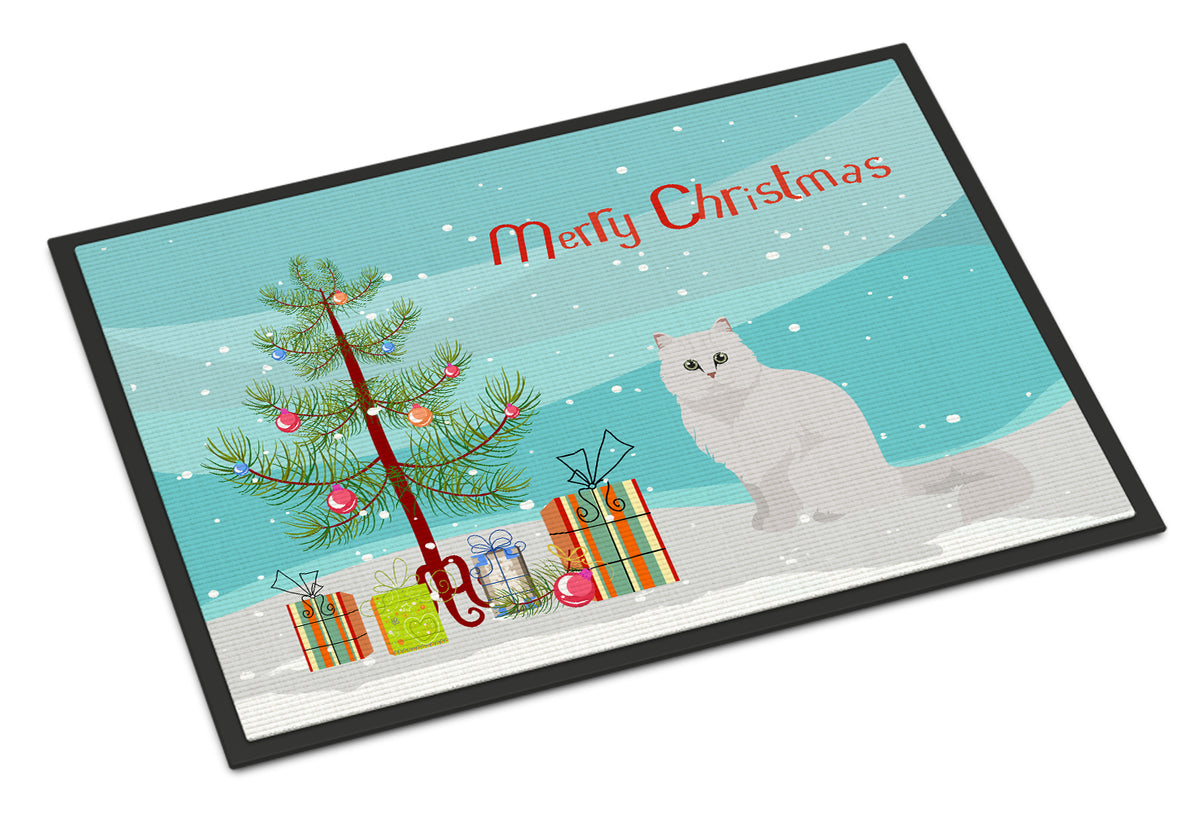 Chinchilla Persian Longhair Cat Merry Christmas Indoor or Outdoor Mat 18x27 CK4758MAT - the-store.com