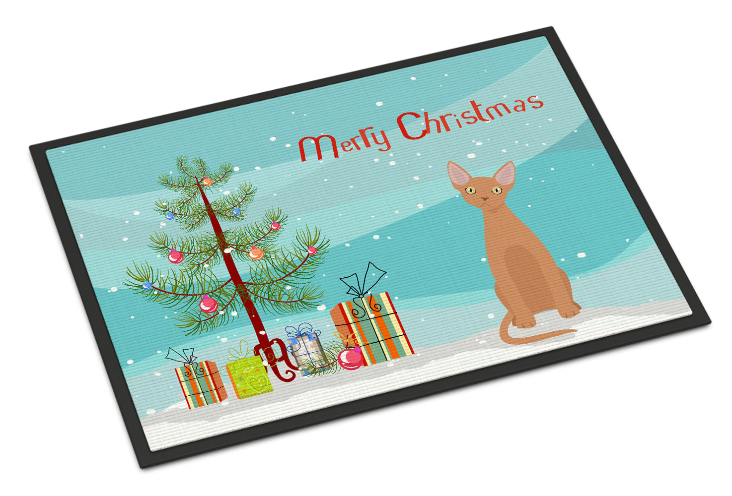 Devon Rex #1 Cat Merry Christmas Indoor or Outdoor Mat 18x27 CK4762MAT - the-store.com