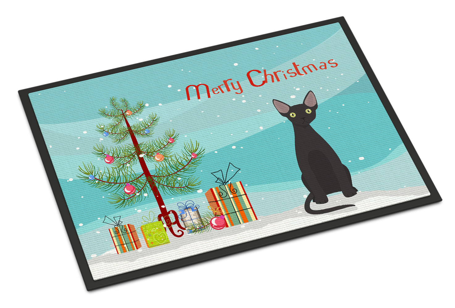 Devon Rex #3 Cat Merry Christmas Indoor or Outdoor Mat 18x27 CK4764MAT - the-store.com