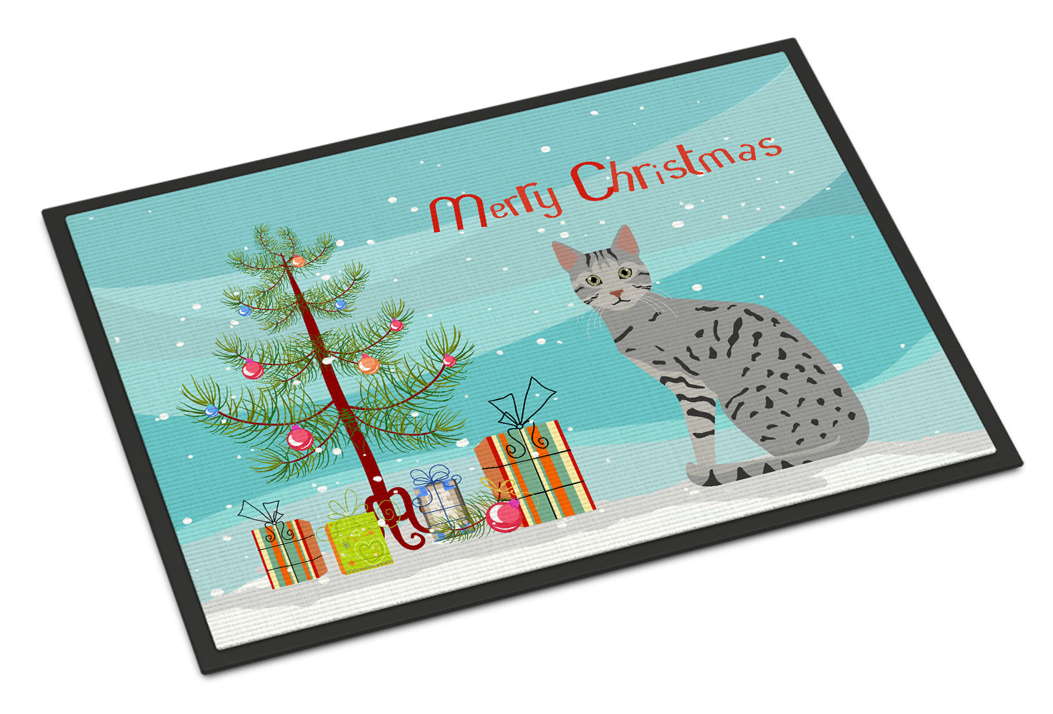 Egyptian Mau Cat Merry Christmas Indoor or Outdoor Mat 18x27 CK4766MAT - the-store.com