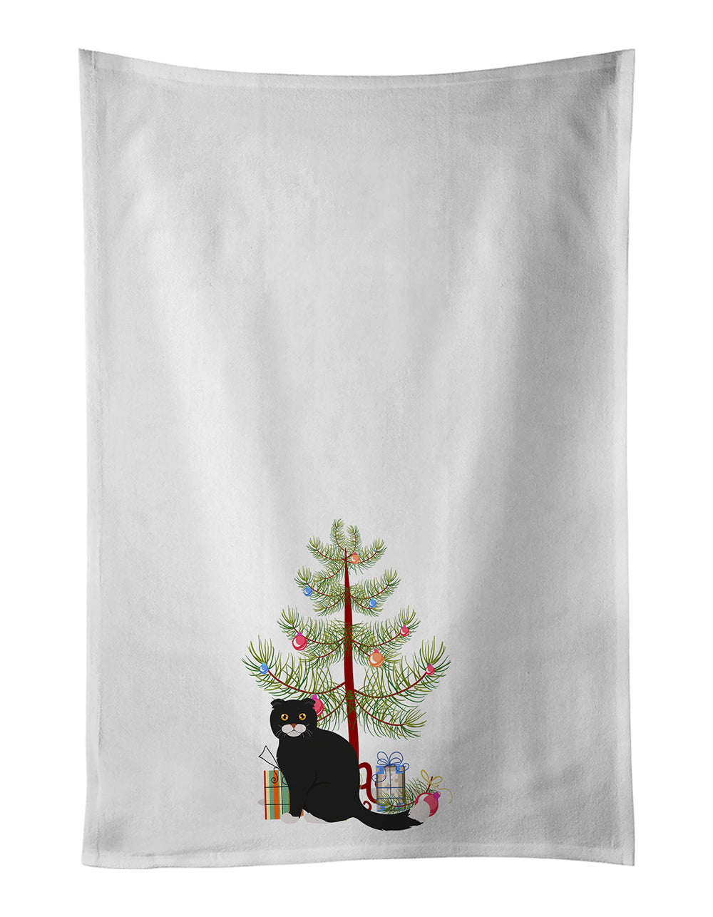 Buy this Foldex Exotic Fold #2 Cat Merry Christmas White Kitchen Towel Set of 2