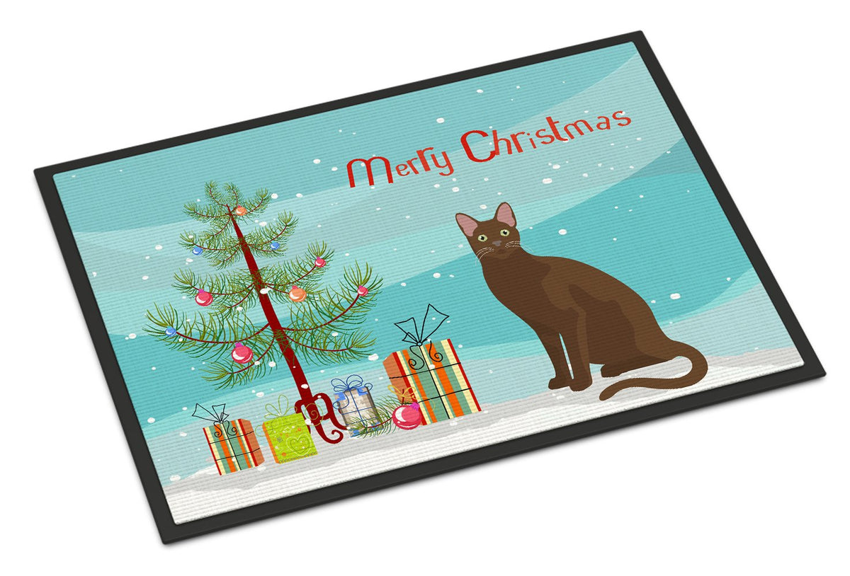 Havana Brown Cat Merry Christmas Indoor or Outdoor Mat 24x36 CK4770JMAT by Caroline&#39;s Treasures
