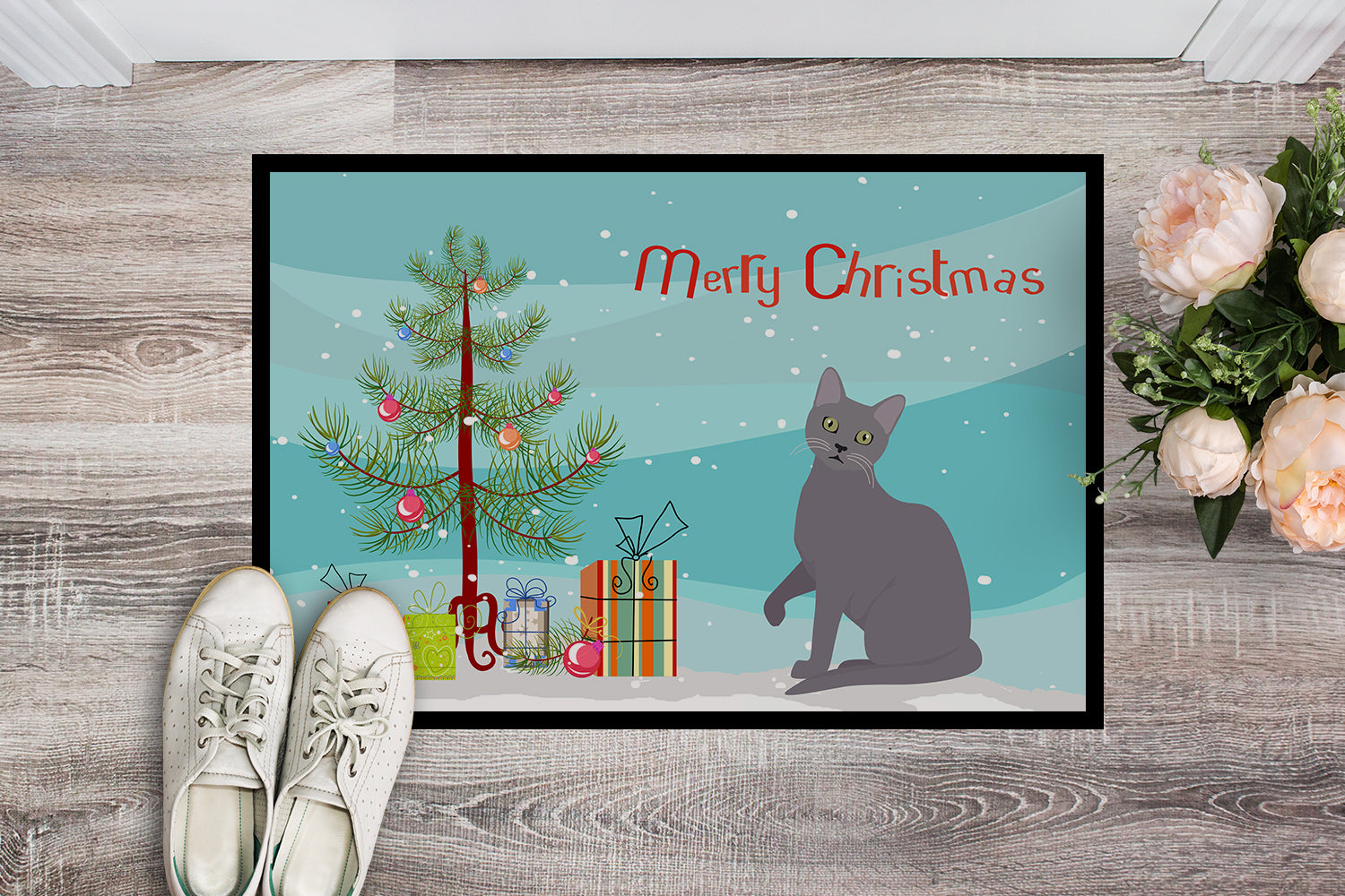 Korat Cat Merry Christmas Indoor or Outdoor Mat 18x27 CK4773MAT - the-store.com