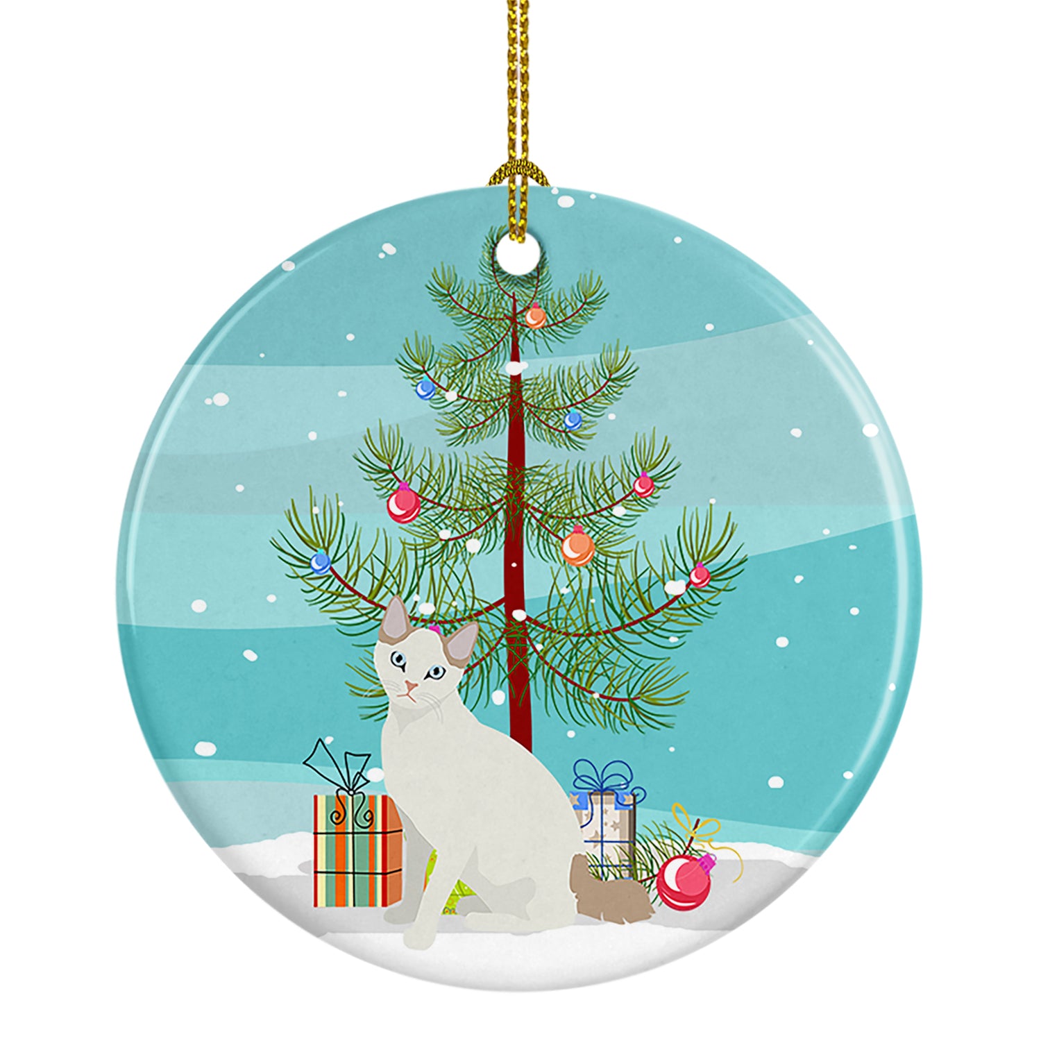 Buy this Korean Bobtail Cat Merry Christmas Ceramic Ornament