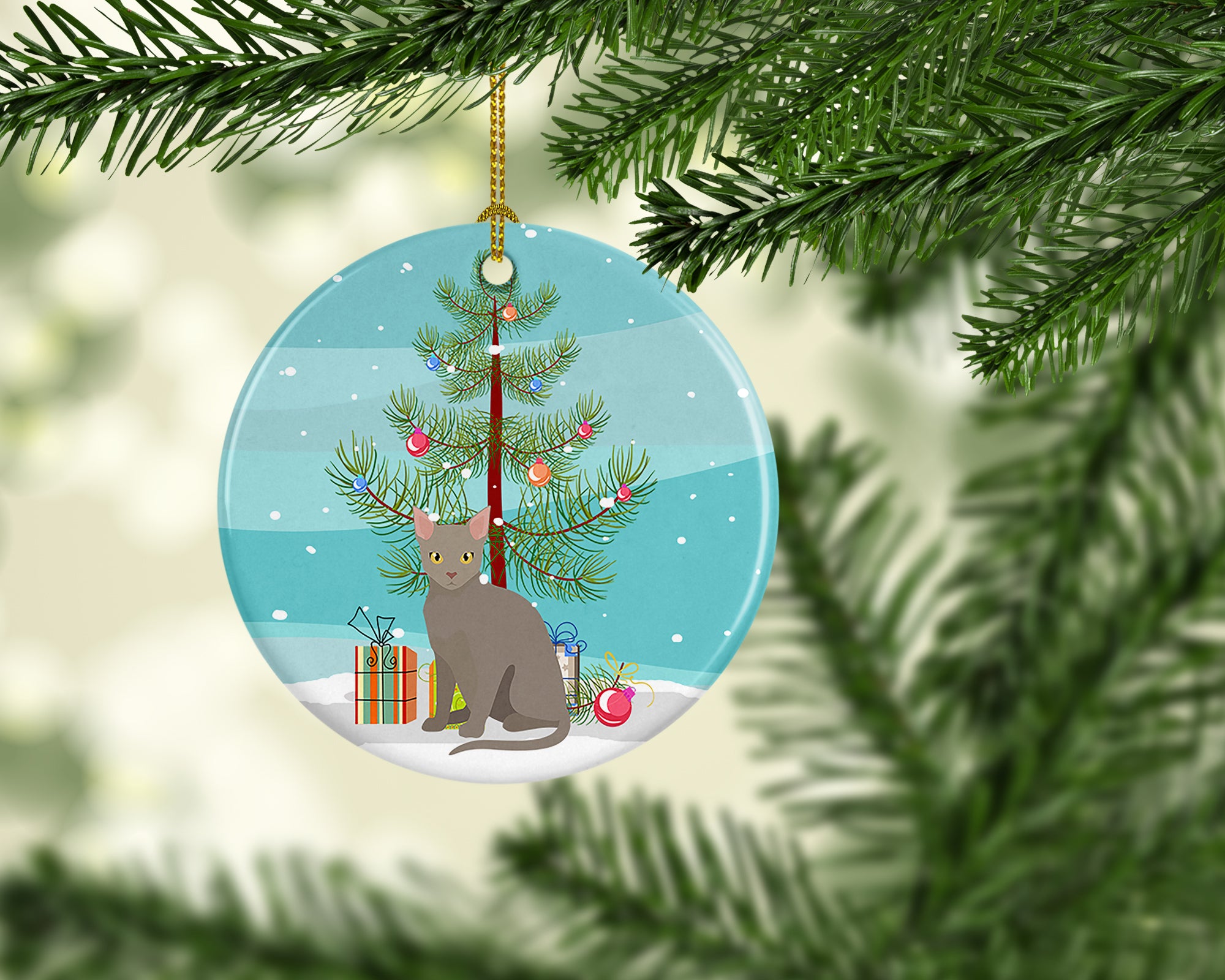 Malayan Cat Merry Christmas Ceramic Ornament - the-store.com