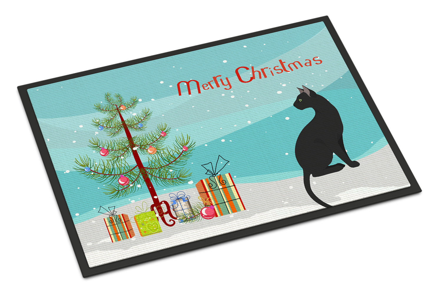 Pantherette Cat Merry Christmas Indoor or Outdoor Mat 18x27 CK4784MAT - the-store.com