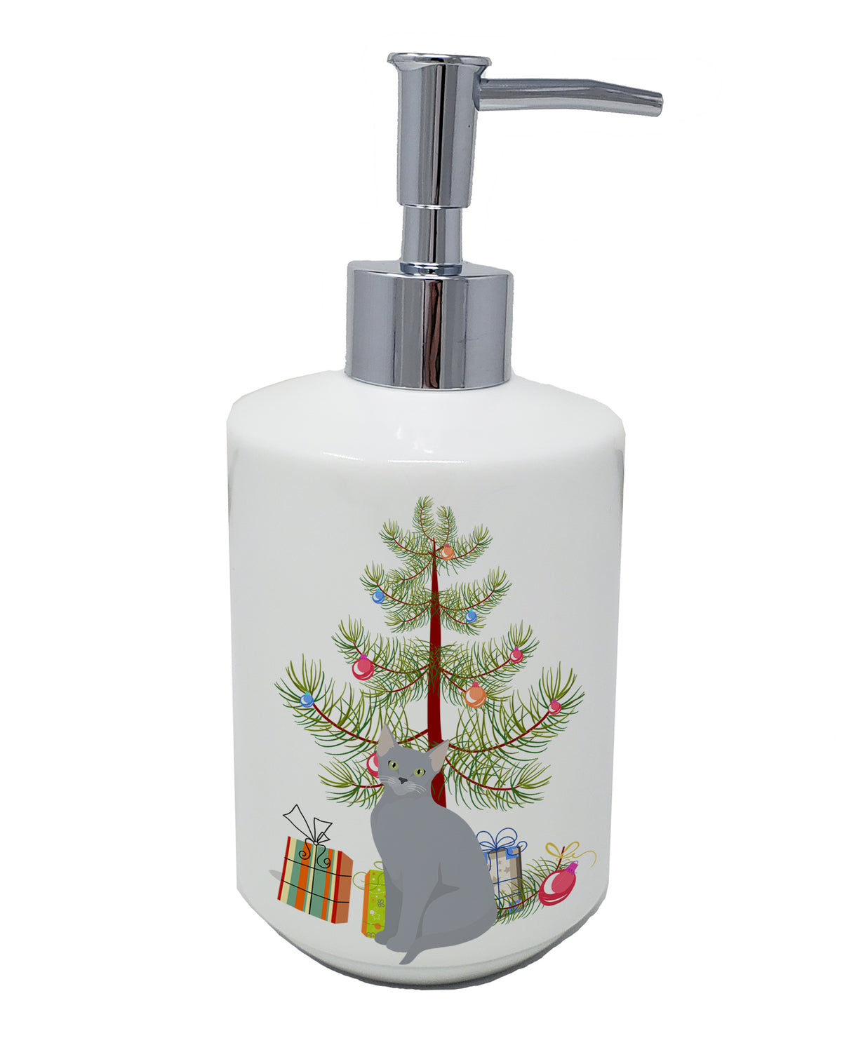 Buy this Russian Blue Cat Merry Christmas Ceramic Soap Dispenser