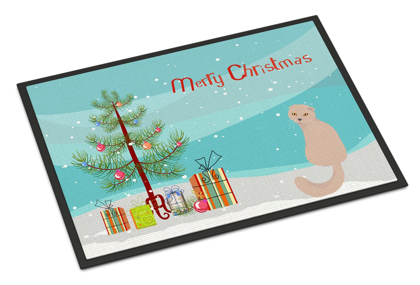 Scottish Fold Cat Merry Christmas Indoor or Outdoor Mat 24x36 CK4789JMAT by Caroline's Treasures