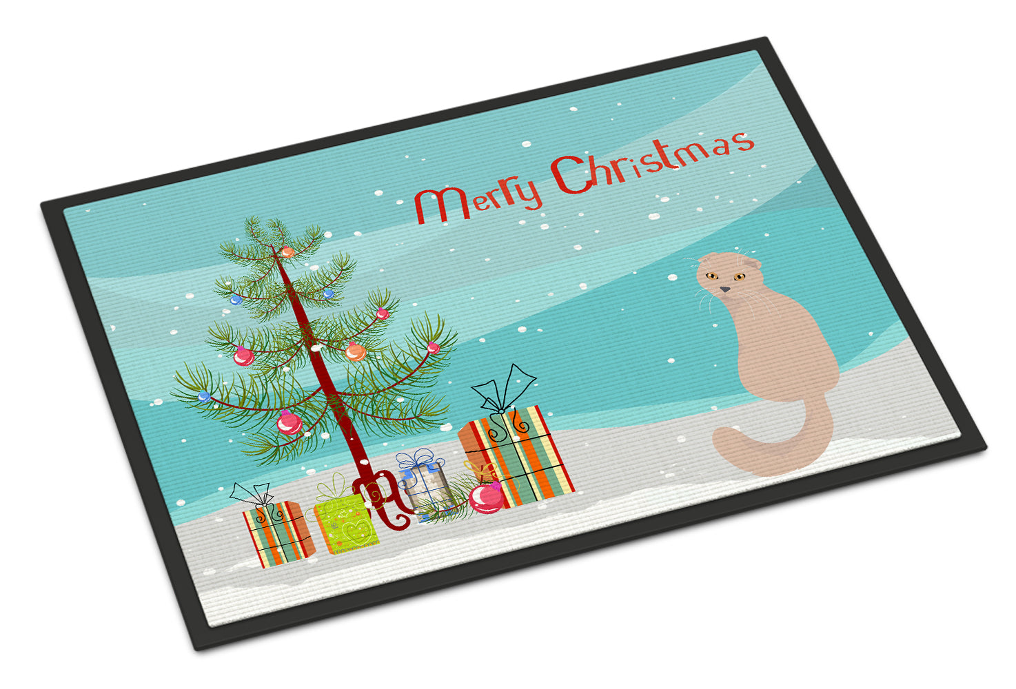 Scottish Fold Cat Merry Christmas Indoor or Outdoor Mat 18x27 CK4789MAT - the-store.com