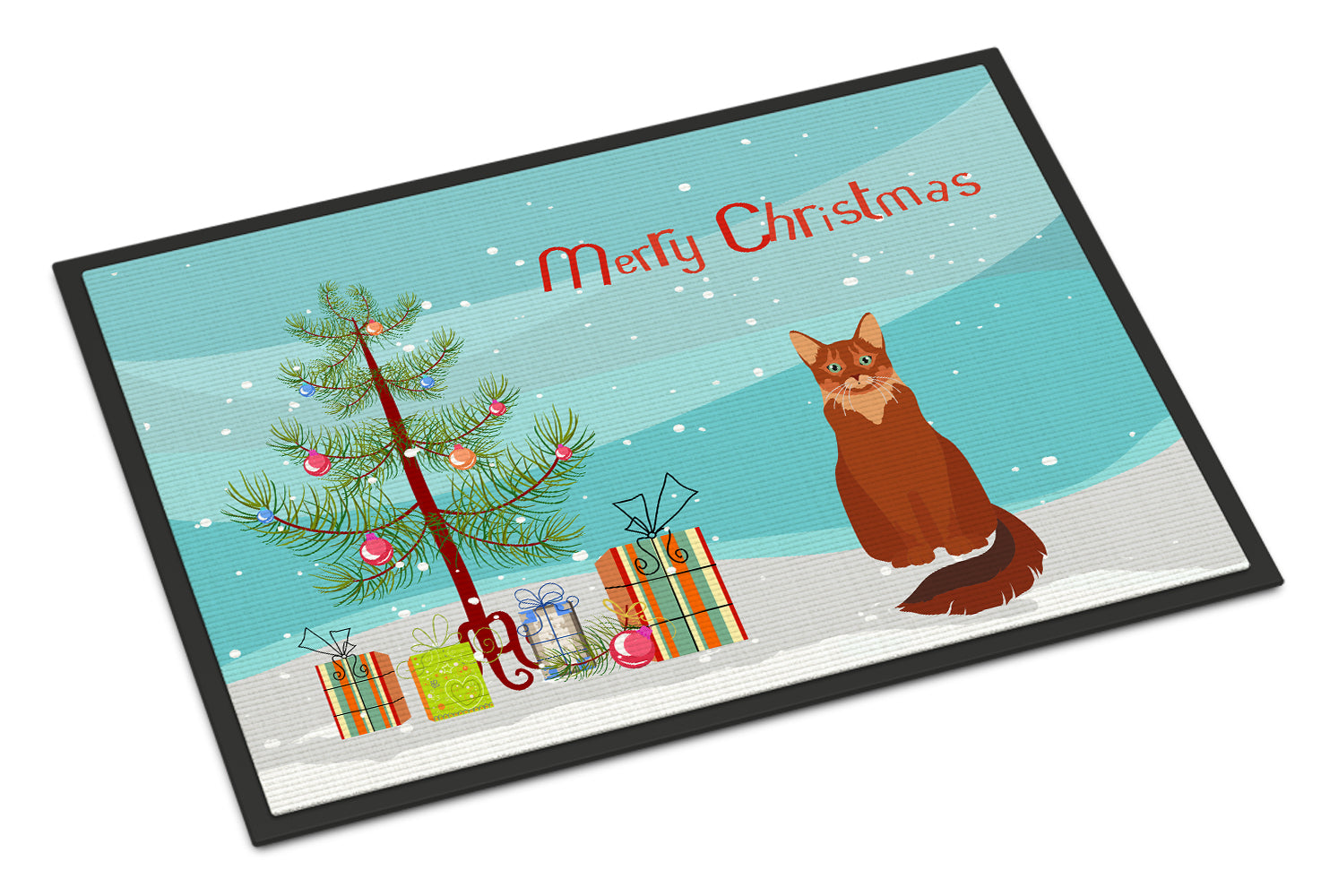 Somali Cat Merry Christmas Indoor or Outdoor Mat 18x27 CK4799MAT - the-store.com