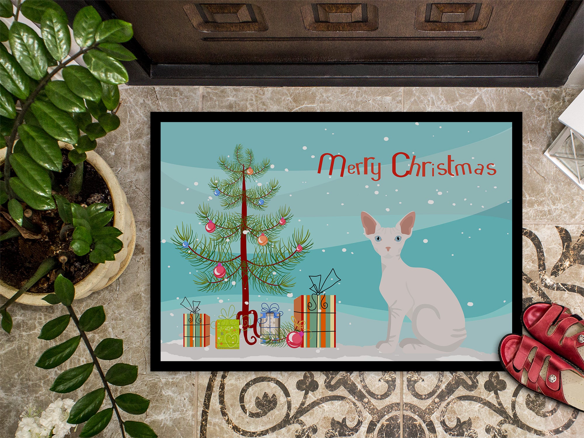 Sphynx #1 Cat Merry Christmas Indoor or Outdoor Mat 18x27 CK4800MAT - the-store.com