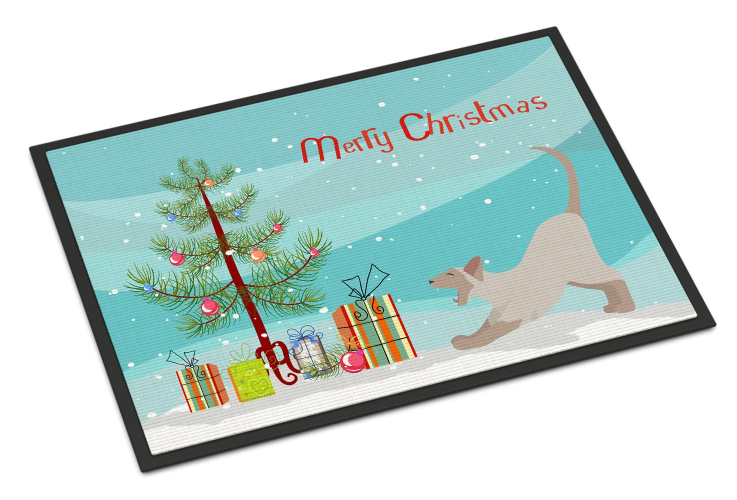 Thai Lilac Cat Merry Christmas Indoor or Outdoor Mat 24x36 CK4804JMAT by Caroline's Treasures