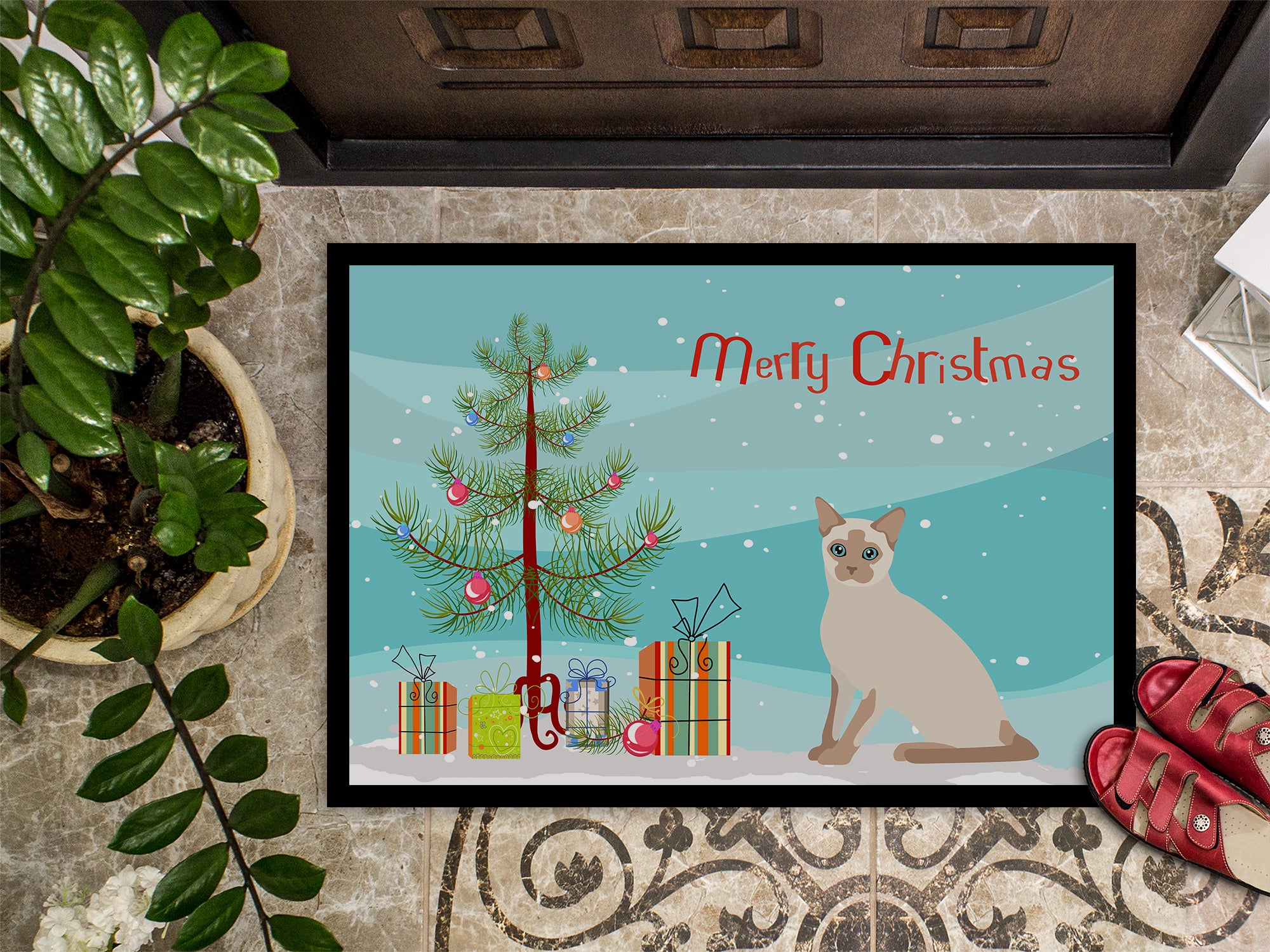 Tonkinese Cat Merry Christmas Indoor or Outdoor Mat 18x27 CK4805MAT - the-store.com