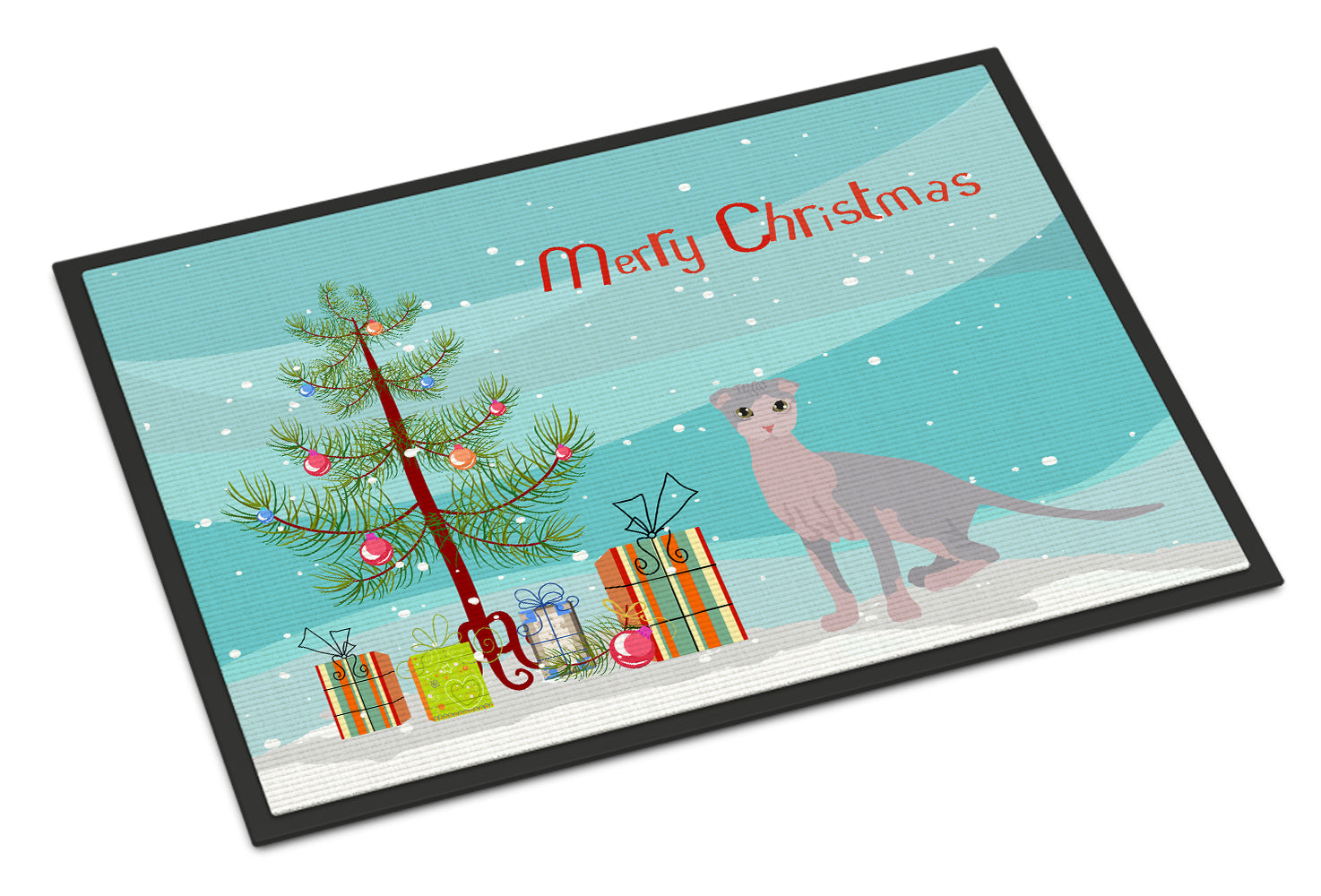 Ukrainian Levkoy Cat Merry Christmas Indoor or Outdoor Mat 18x27 CK4809MAT - the-store.com