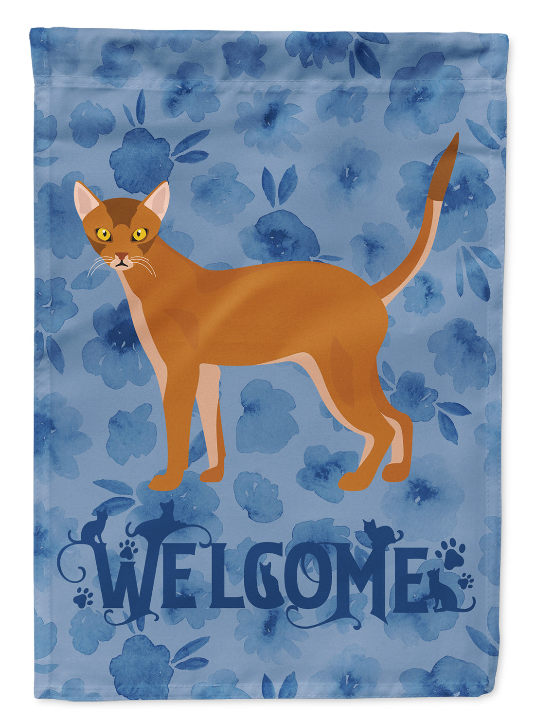 Red Abyssinian Cat Welcome Flag Garden Size CK4811GF  the-store.com.