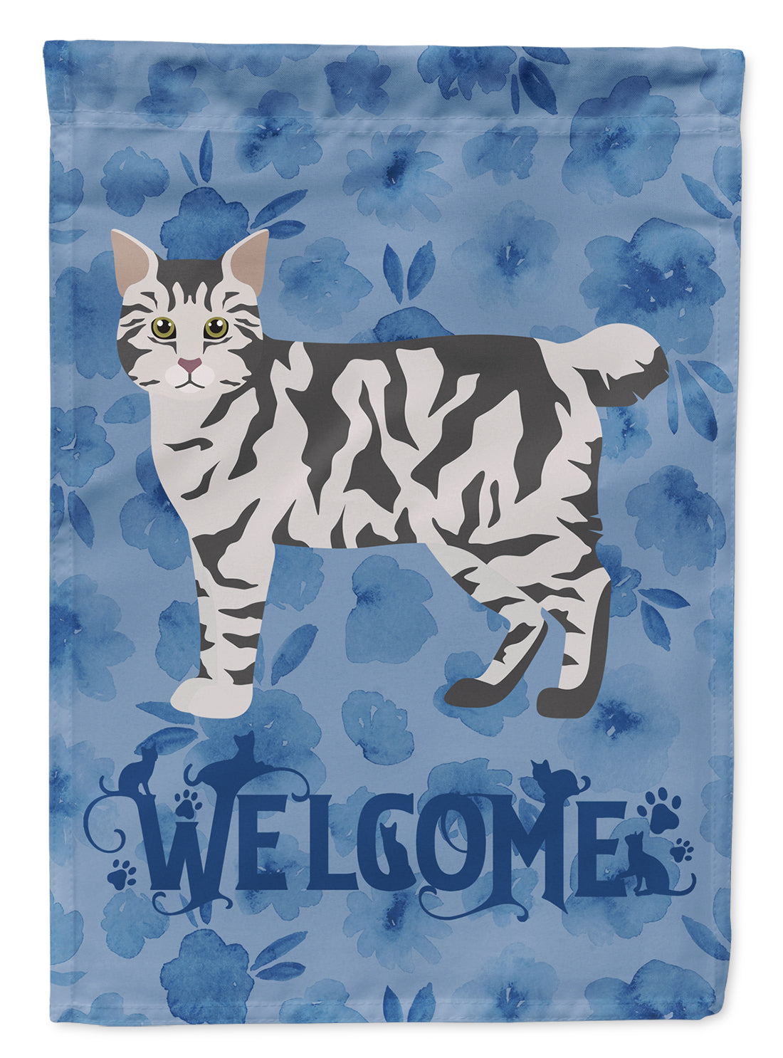 American Bobtail #1 Cat Welcome Flag Canvas House Size CK4816CHF  the-store.com.