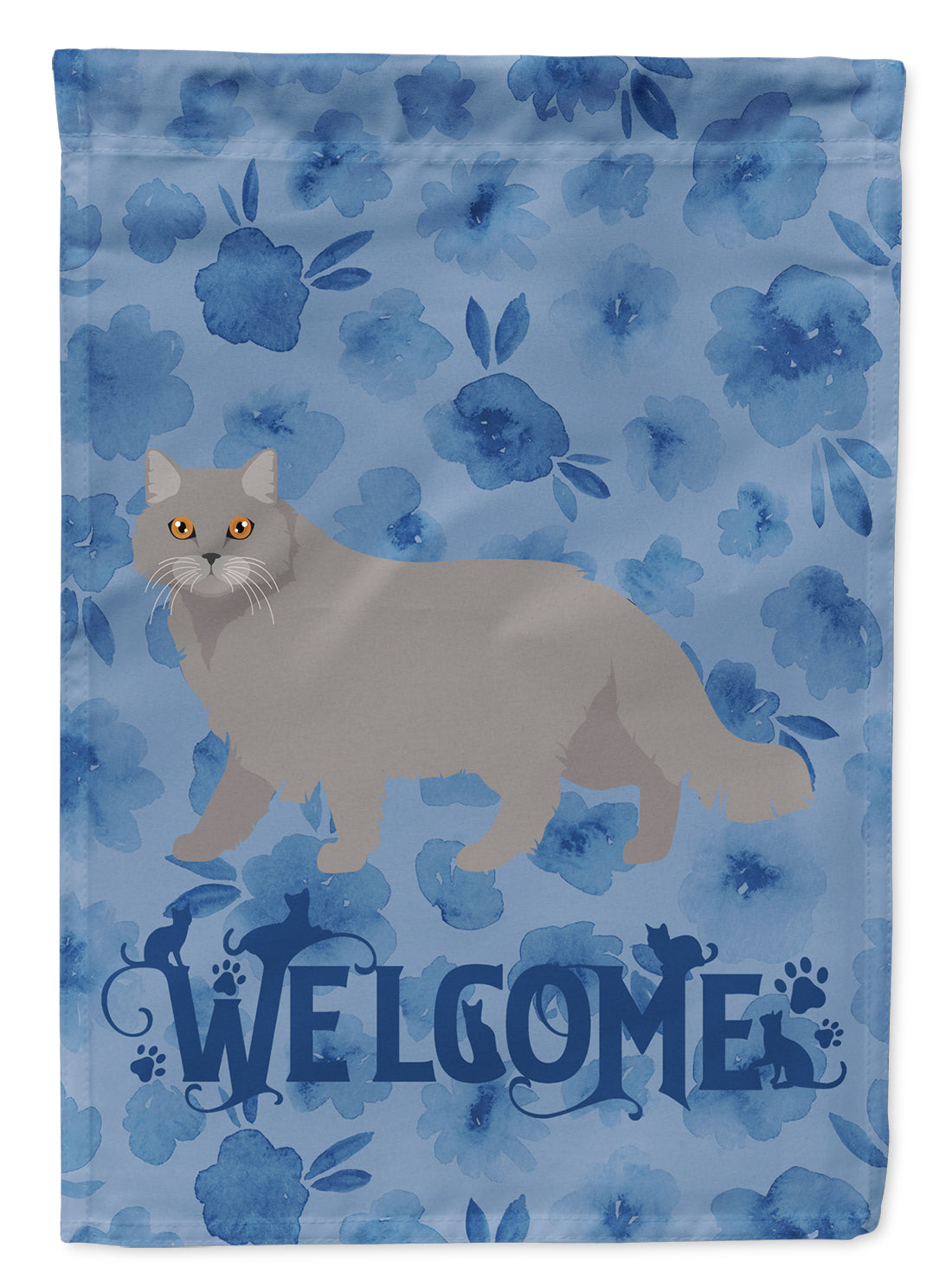 British Longhair Cat Welcome Flag Canvas House Size CK4838CHF  the-store.com.