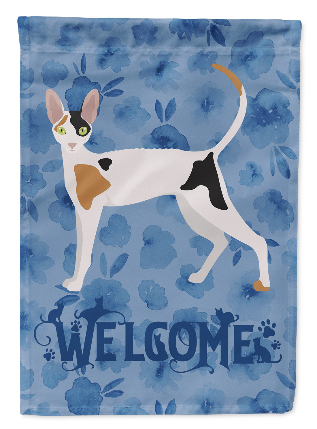 Cornish Rex Cat Welcome Flag Canvas House Size CK4864CHF  the-store.com.