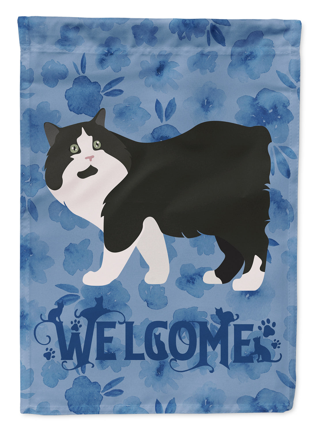 Cymric Cat Welcome Flag Canvas House Size CK4865CHF  the-store.com.