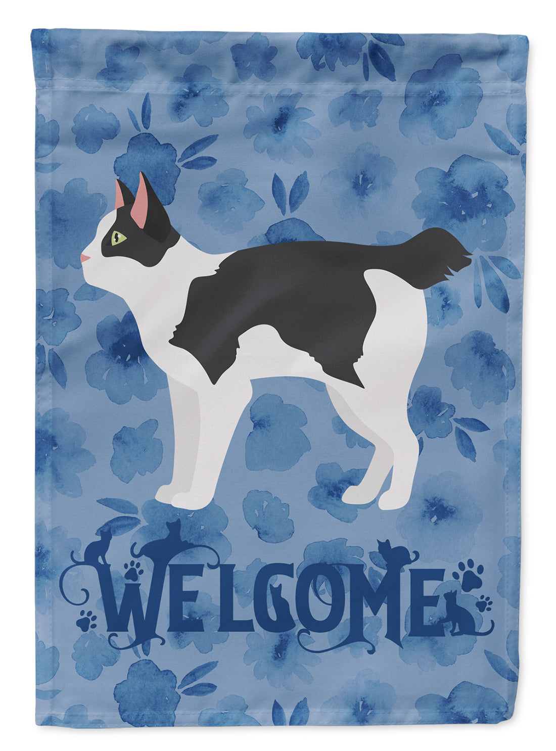 Japanese Bobtail Cat Welcome Flag Canvas House Size CK4899CHF  the-store.com.