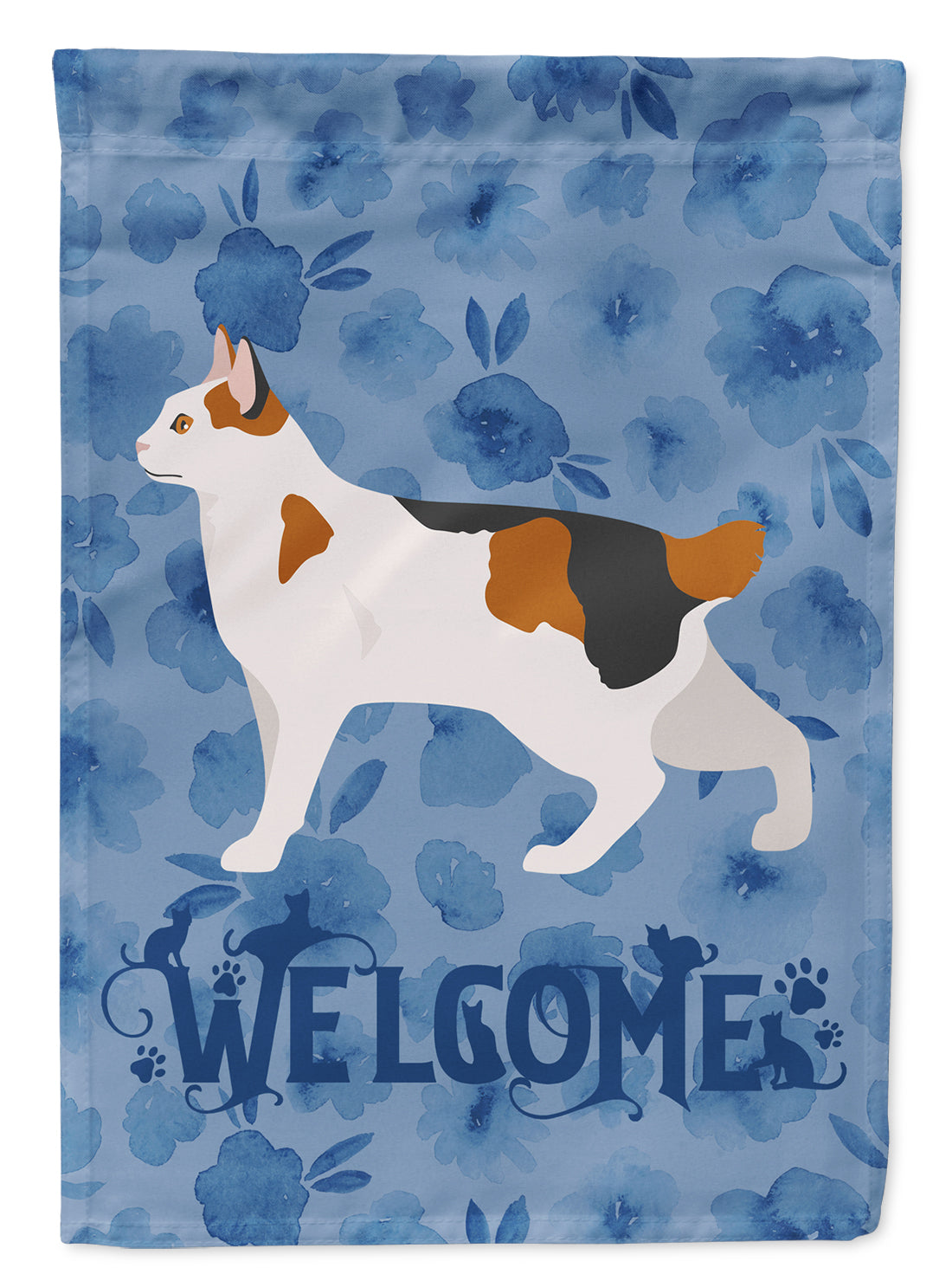 Korean Bobtail Cat Welcome Flag Garden Size CK4905GF  the-store.com.