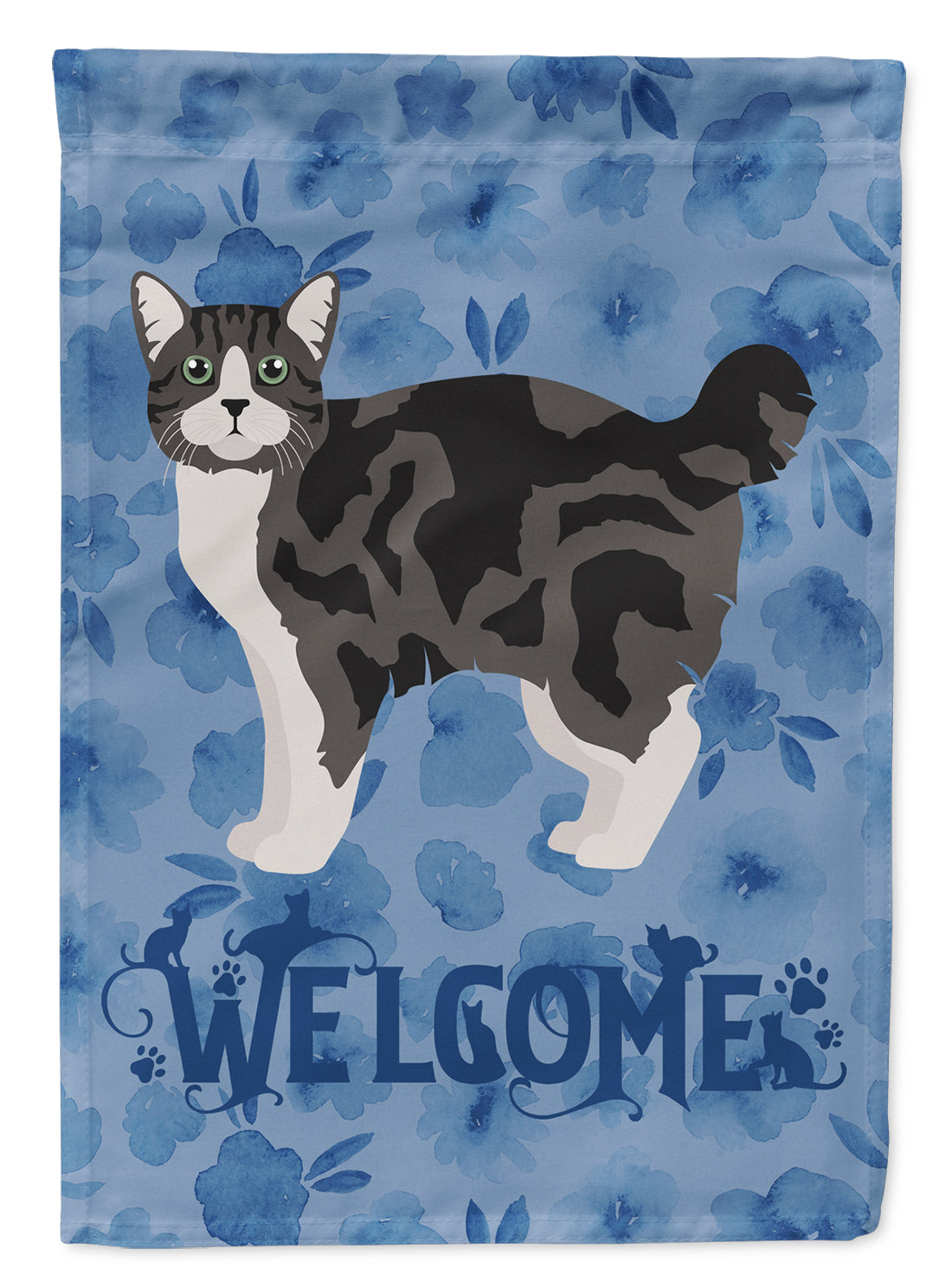 Manx #1 Cat Welcome Flag Canvas House Size CK4918CHF  the-store.com.