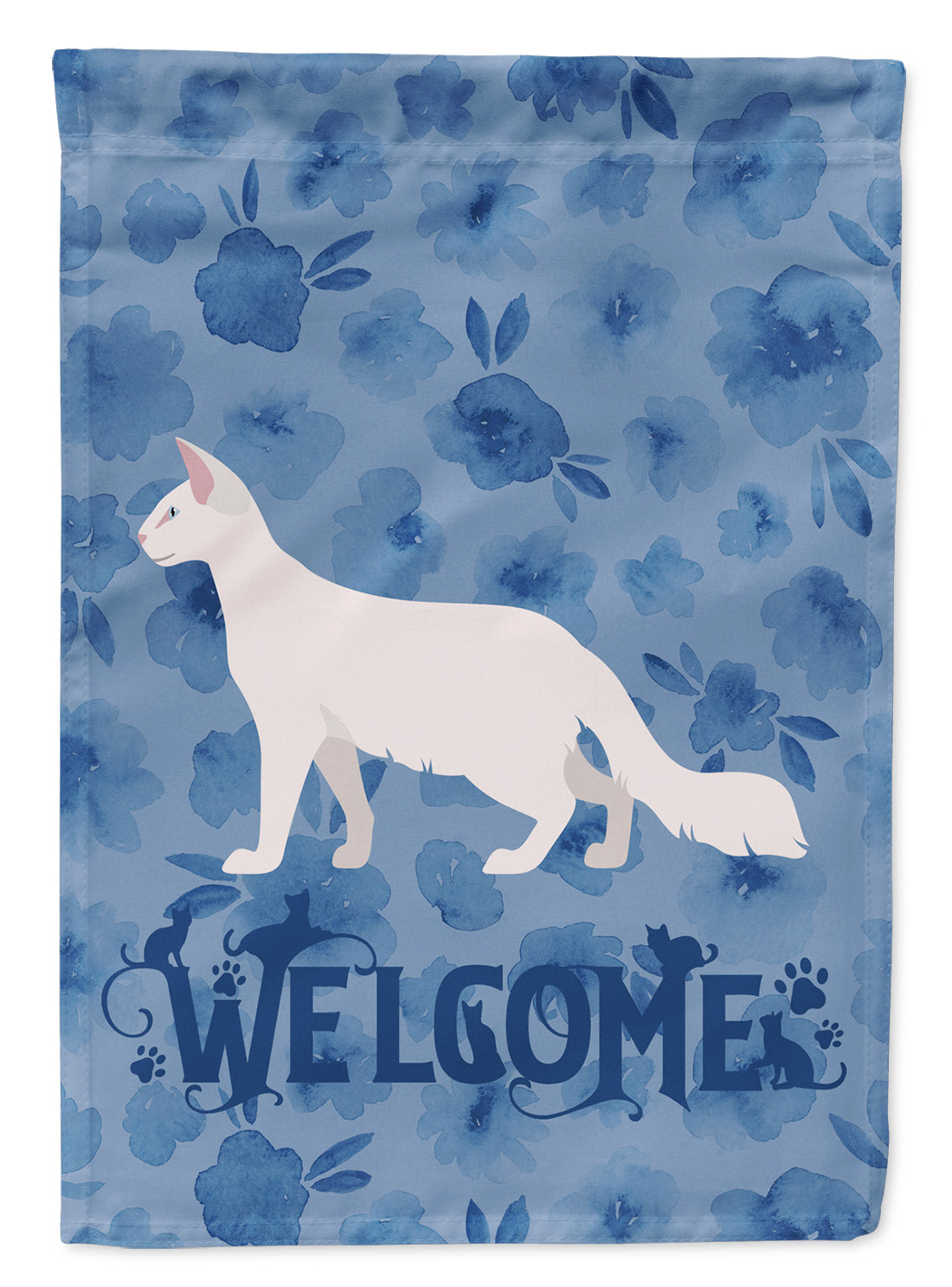 Oriental Longhair Cat Welcome Flag Garden Size CK4937GF  the-store.com.