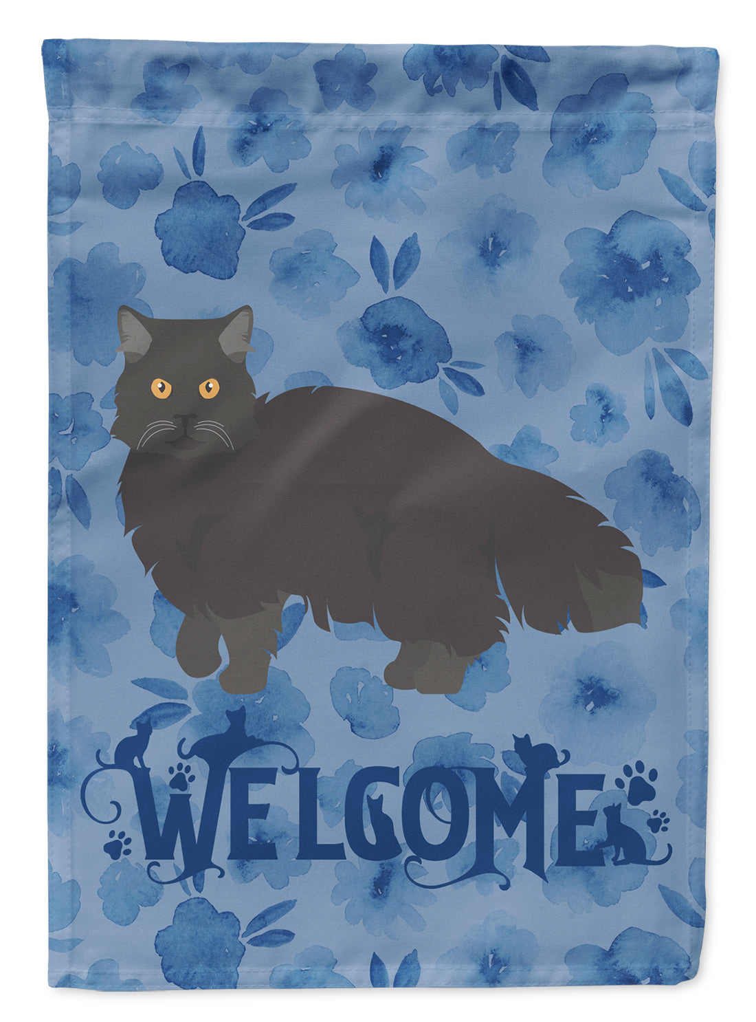 Black Persian Traditional Cat Welcome Flag Garden Size CK4946GF  the-store.com.