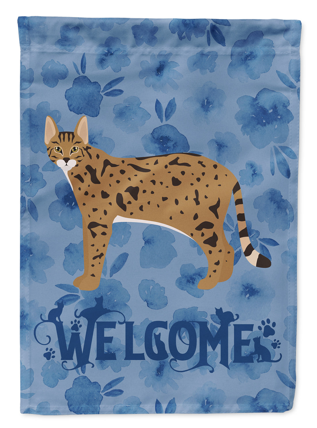 Savannah #1 Cat Welcome Flag Canvas House Size CK4967CHF  the-store.com.